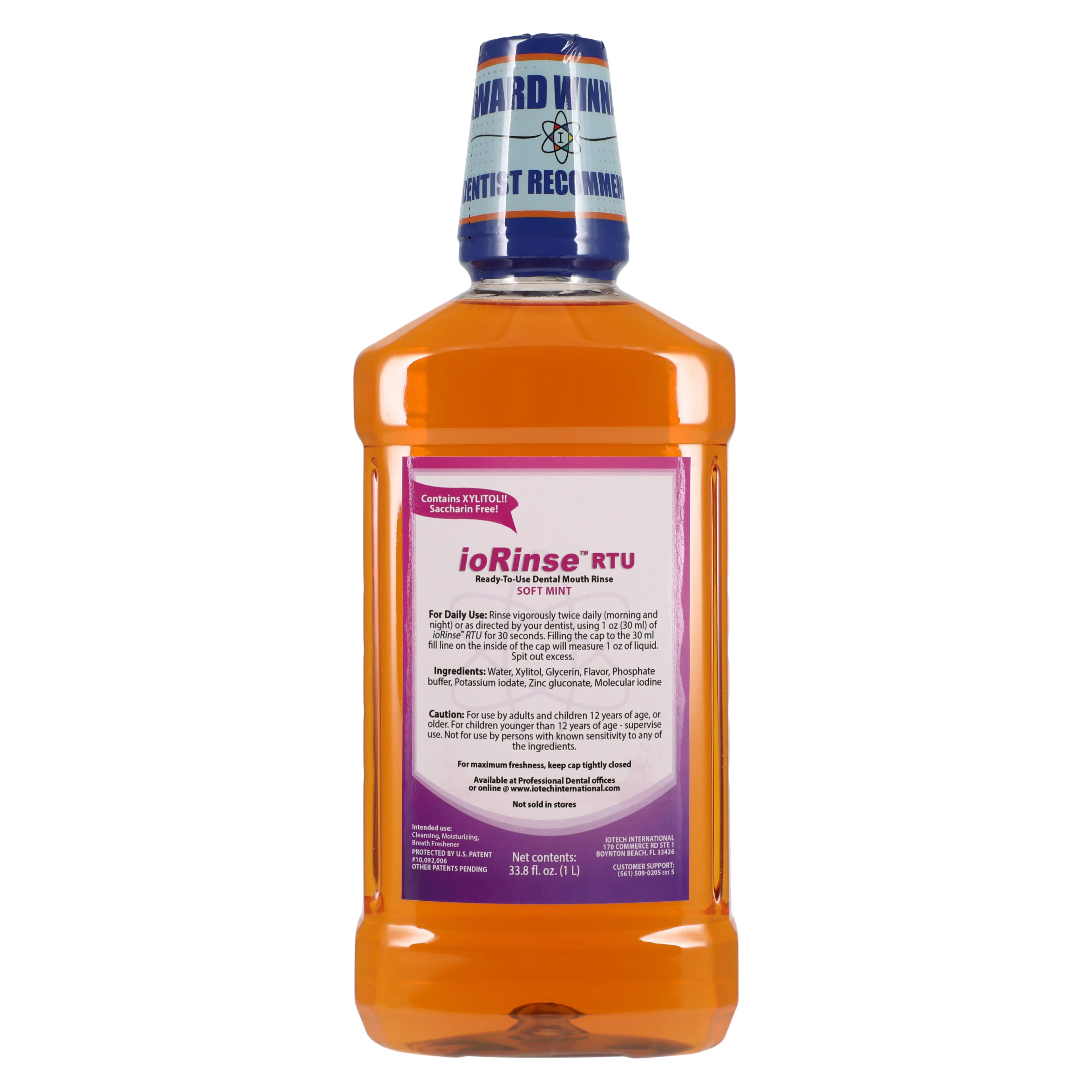 ioRinse™ Ready-To-Use Oral Mouth Rinse, Soft Mint, 1 Liter Bottle, Case of 12