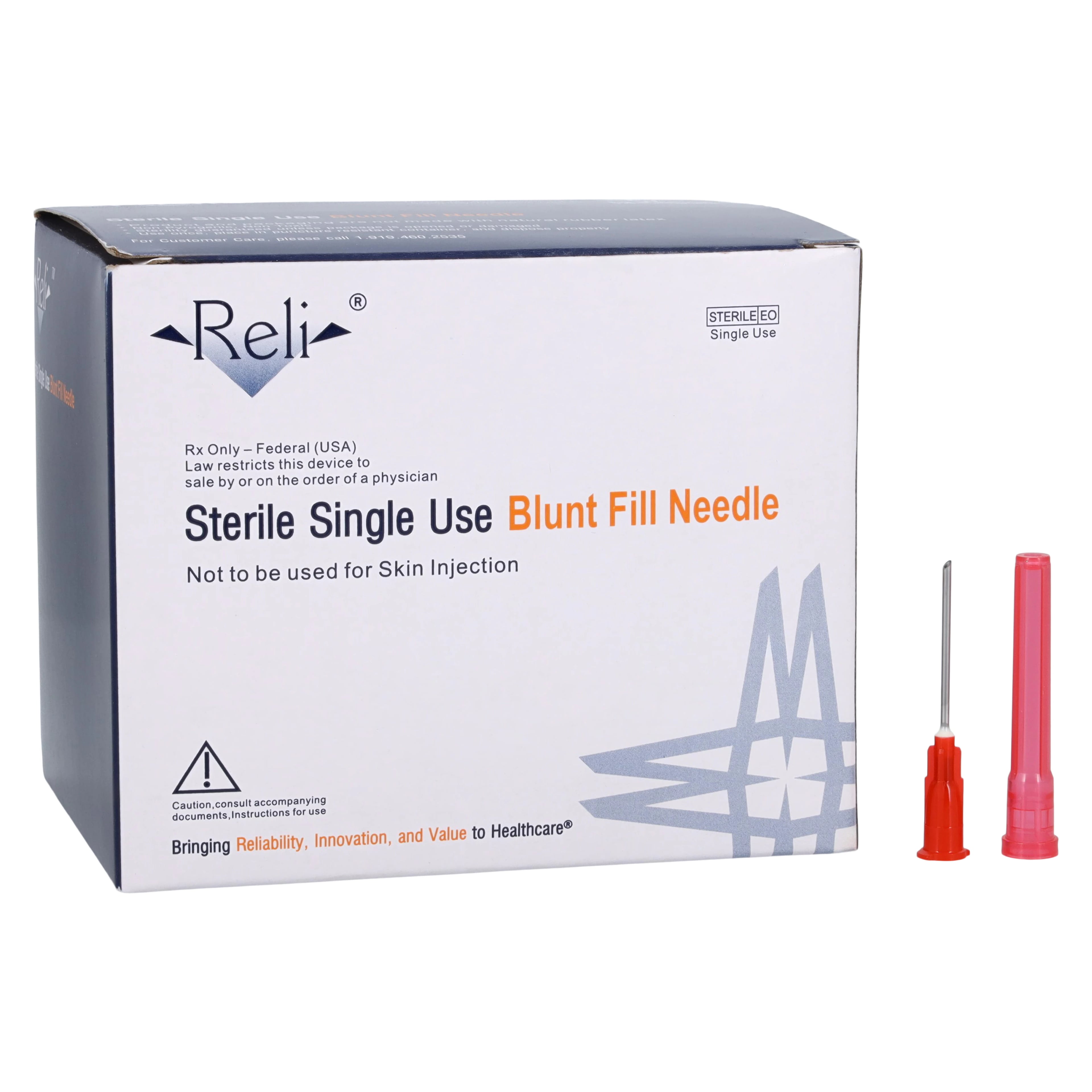 Reli Needle Blunt Fill, 18G x 1", Sterile, Single-Use, Non-Safety, 100/Bx, BFN18G101