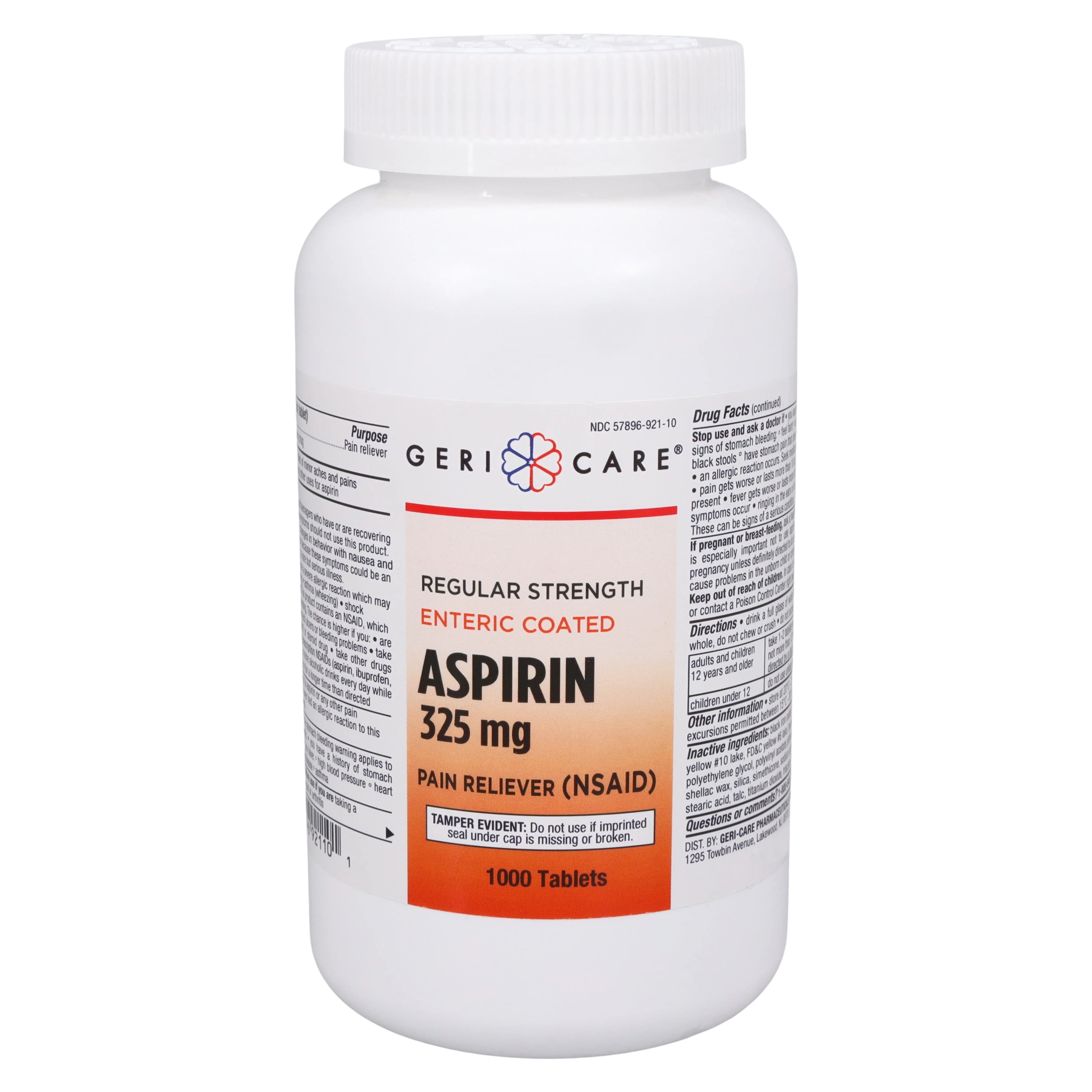Geri-Care Aspirin EC Tablets, 325mg, 1000/Bottle