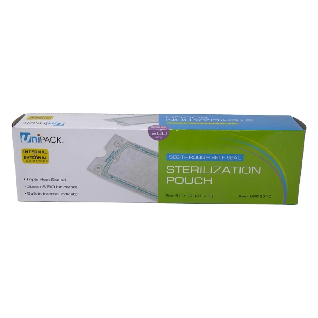 Dukal UniPack Self-Sealing Sterilization Pouches, 2.75" x 10", Blue Tint, 200/Box, UPP-2710