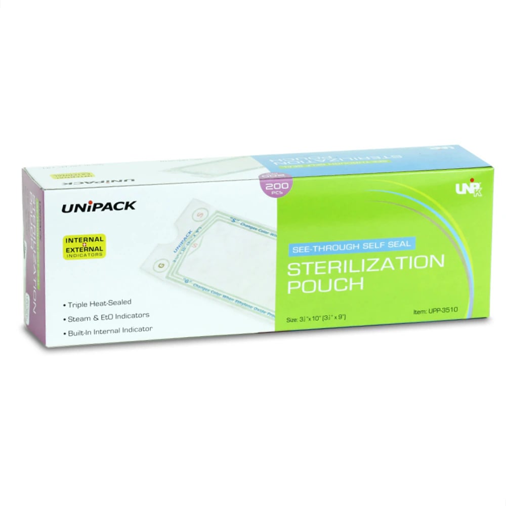 Dukal UniPack Self-Sealing Sterilization Pouches, 3.5" x 10", Blue Tint, 200/Box
