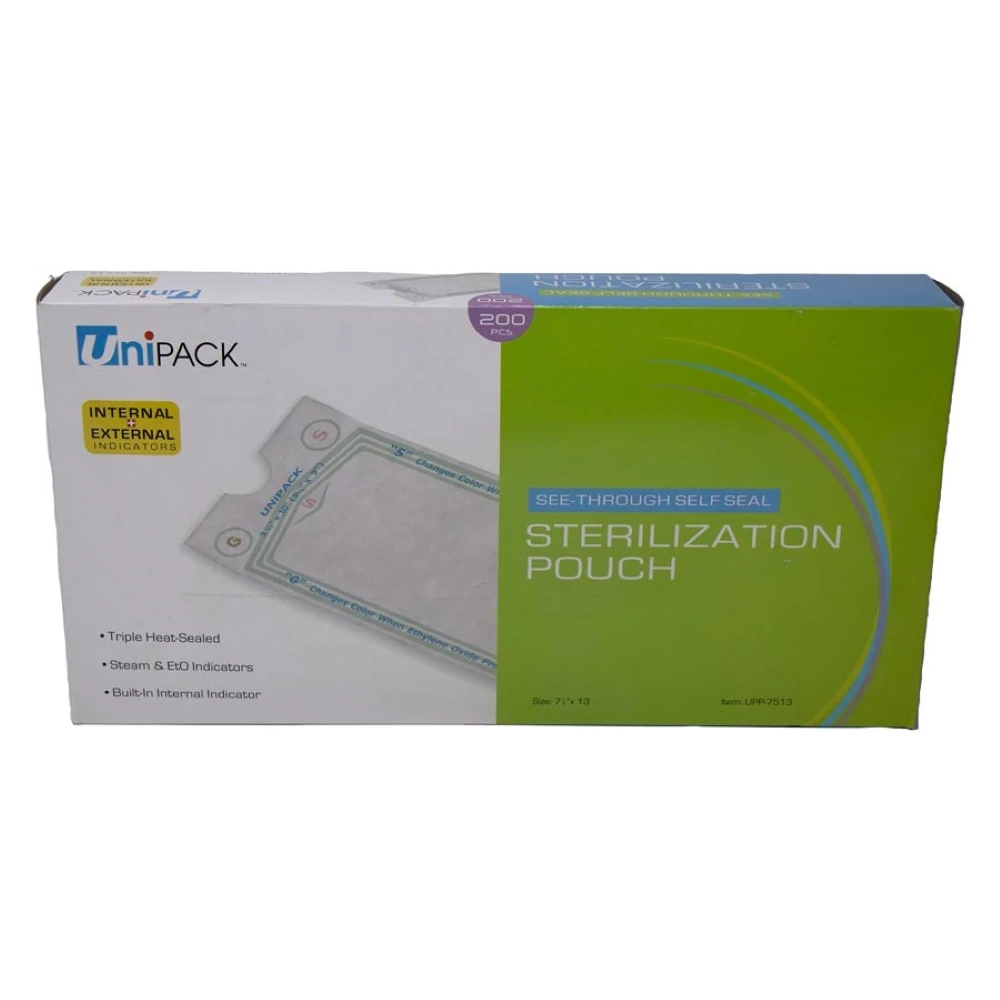 Dukal UniPack Sterilization Pouches, 7.5" x 13", Self-Sealing, Dual Indicator, 200/Box, UPP-7513