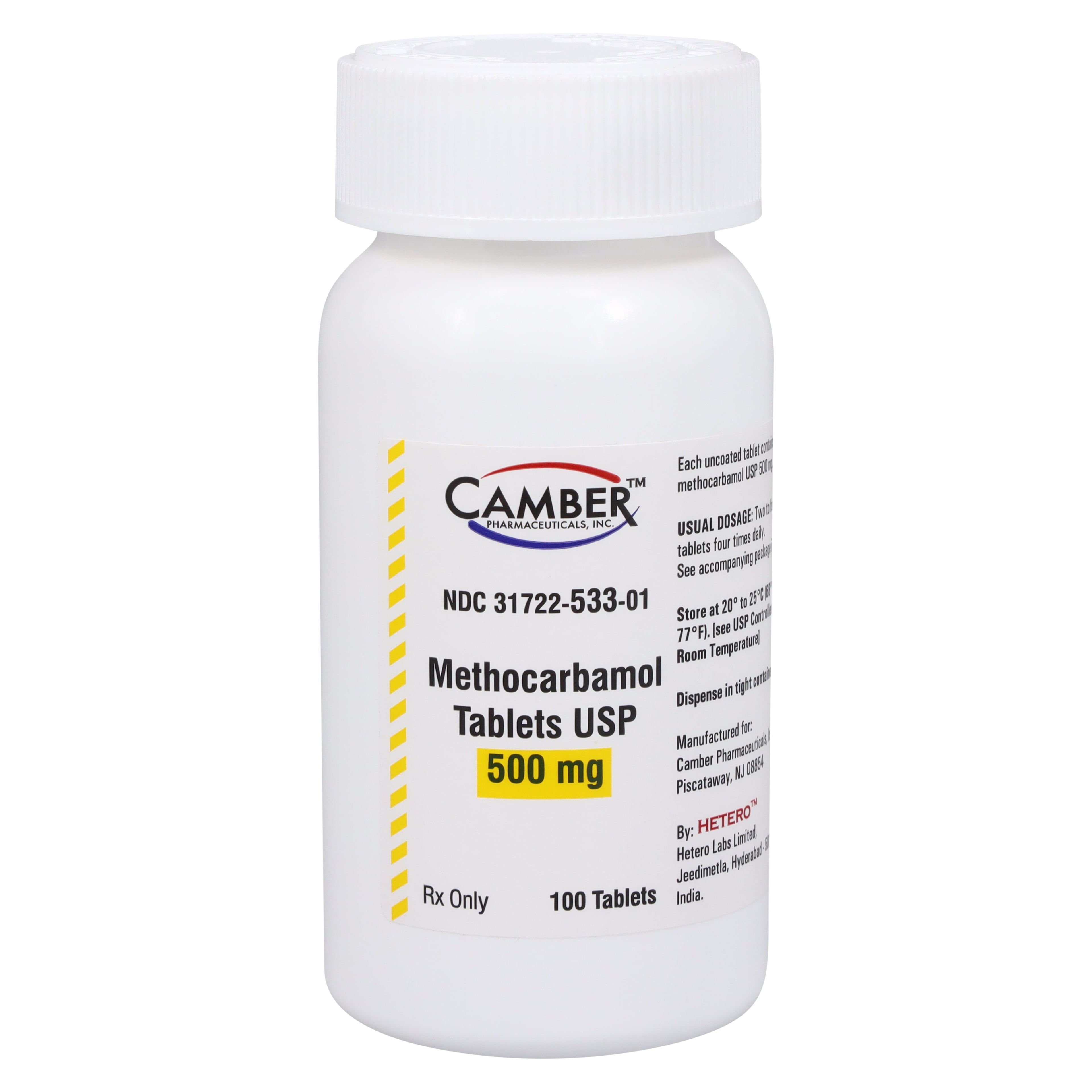 Methocarbamol Tablets, 500mg, 100/Bottle, Camber Pharmaceuticals