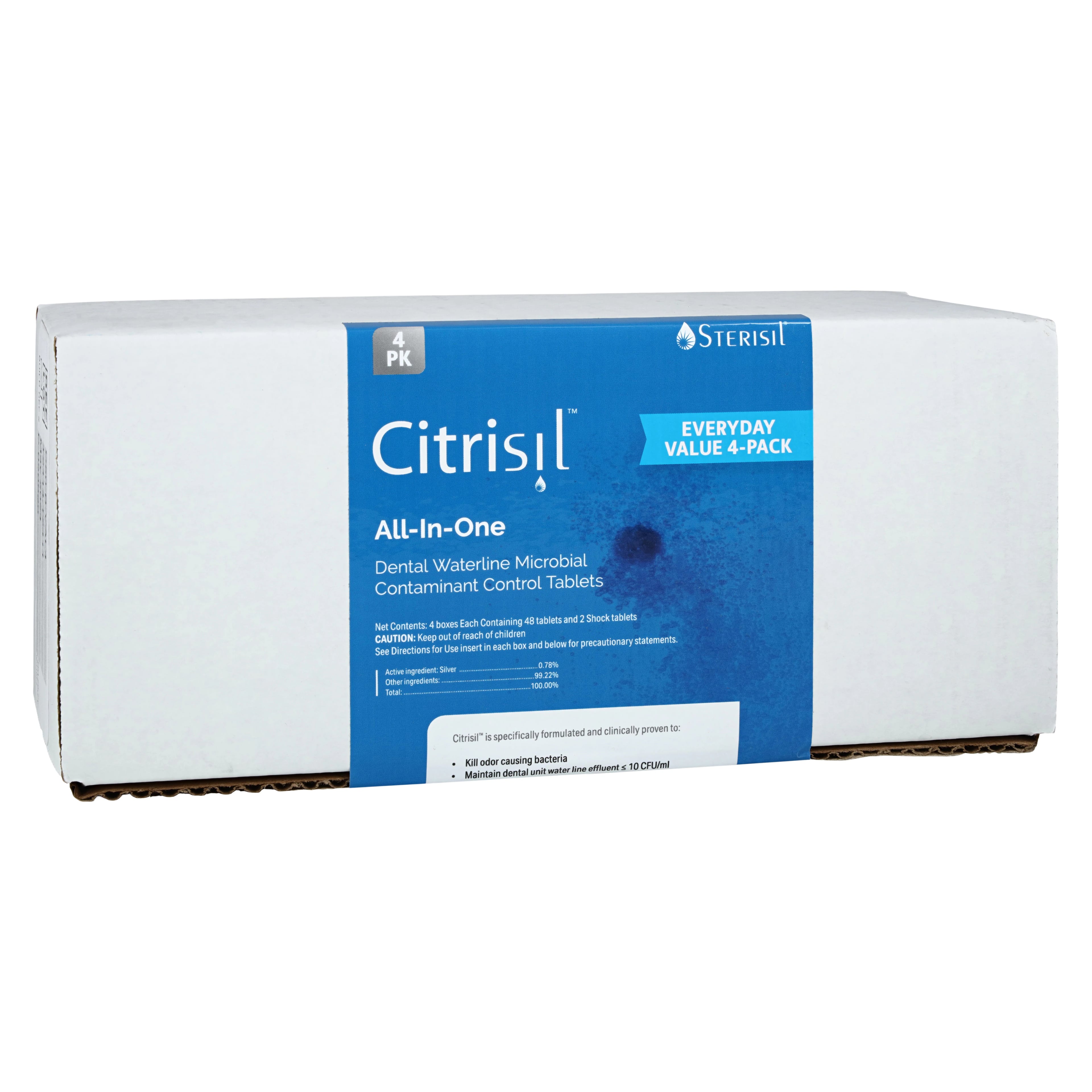 Citrisil Blue All-In-One Waterline Maintenance Tablets, 0.7-1 Liter Bottles, Value Pack of 4 Boxes (48 Tablets + 2 Shock Tablets per Box), C50-B-VAL4