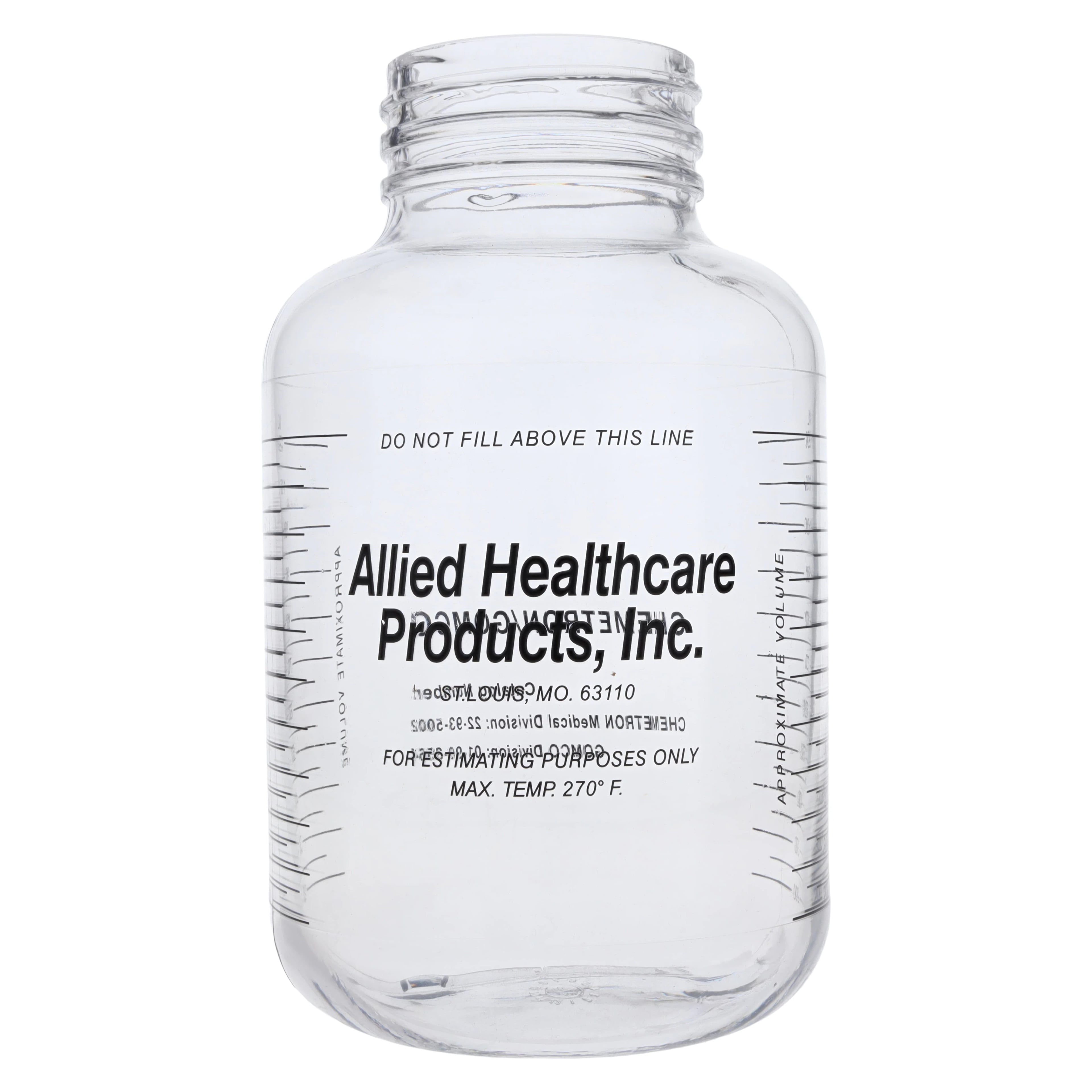 Allied Gomco Suction Collection Bottle, Polycarbonate Plastic, Autoclavable, 1200 mL, Without Lid, 6/Box, 01-90-3564