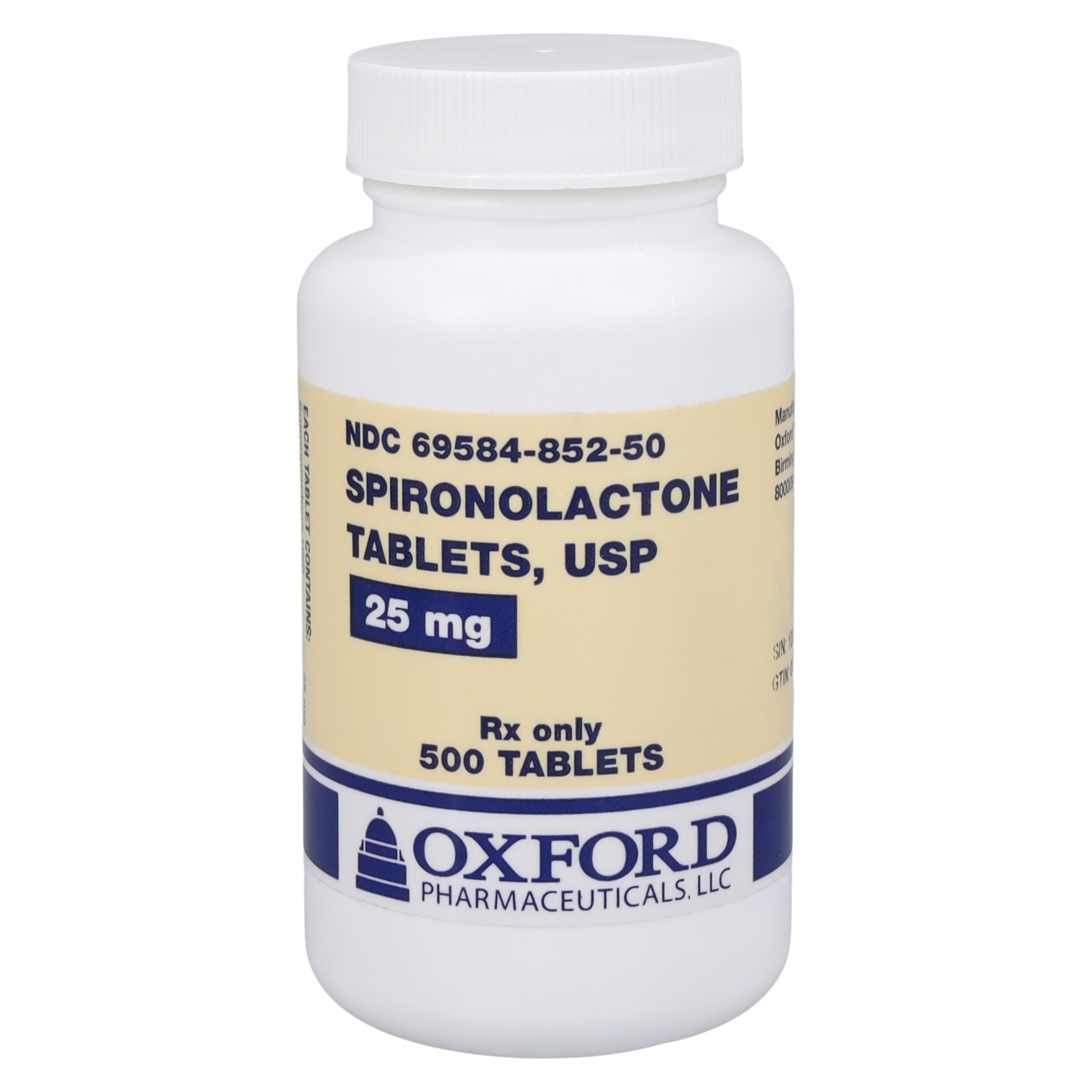 Spironolactone Tablets 25 mg, 500 Count Bottle (Oxford Pharmaceuticals)