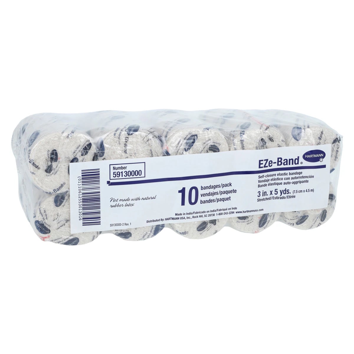 Hartmann EZe-Band LF Elastic Bandage, Cotton/Polyester, 3" x 5 yd, Beige, Non-Sterile, 10/Box