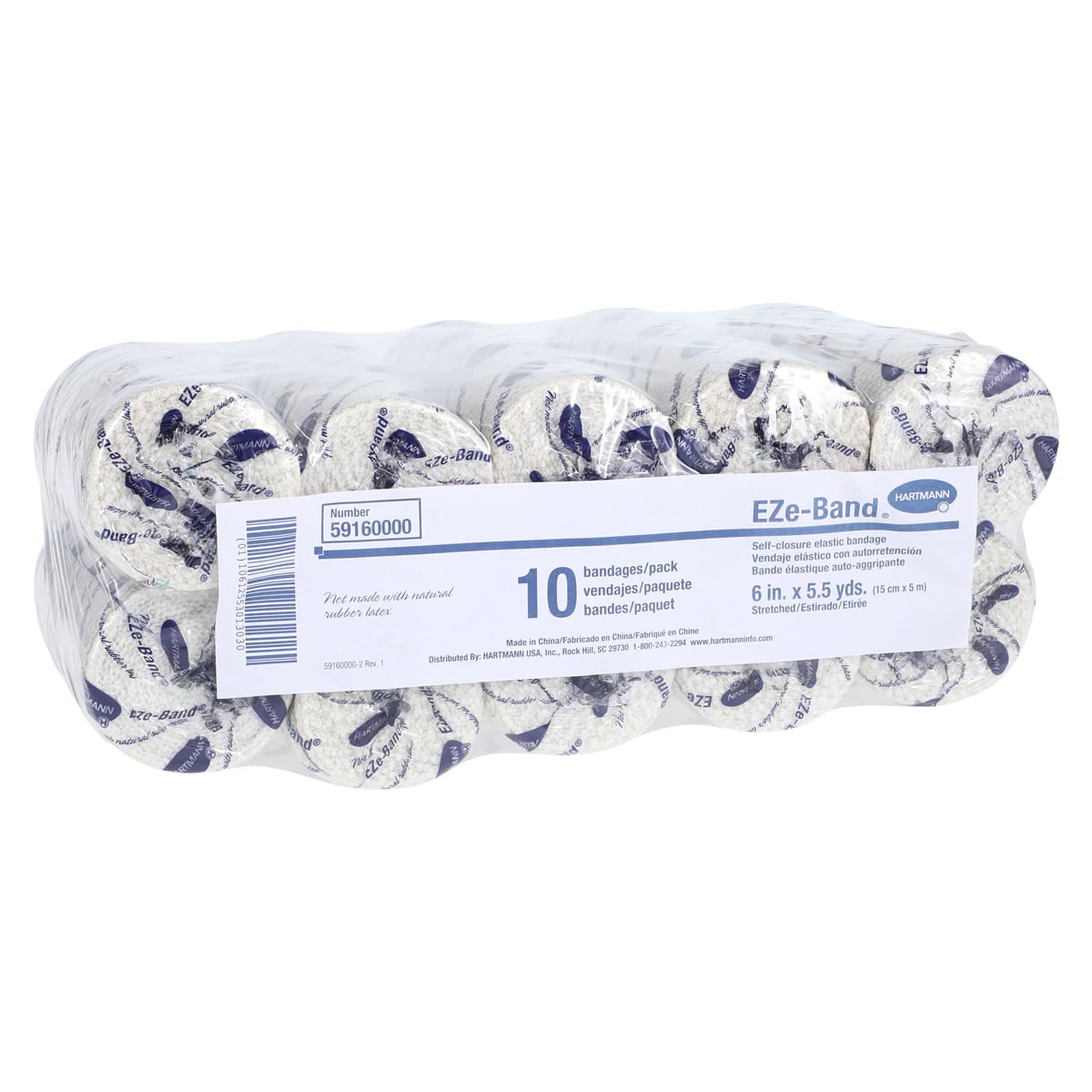 Hartmann EZe-Band LF Elastic Bandage, Cotton/Polyester, 6" x 5.5 yd, Beige, Non-Sterile, 10/Box
