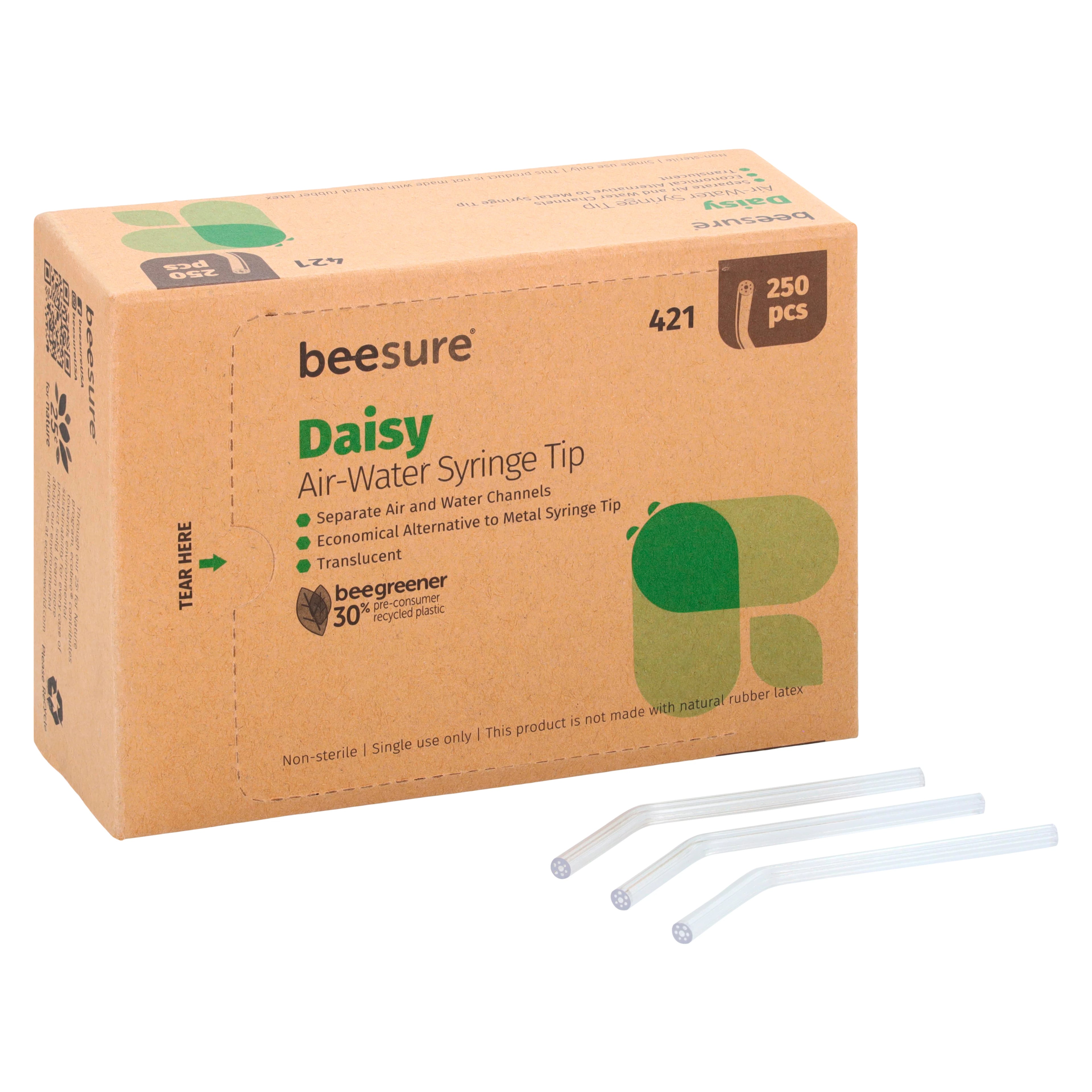 BeeSure Daisy Air/Water Syringe Tips, Clear, Disposable, 250/Box, BE421