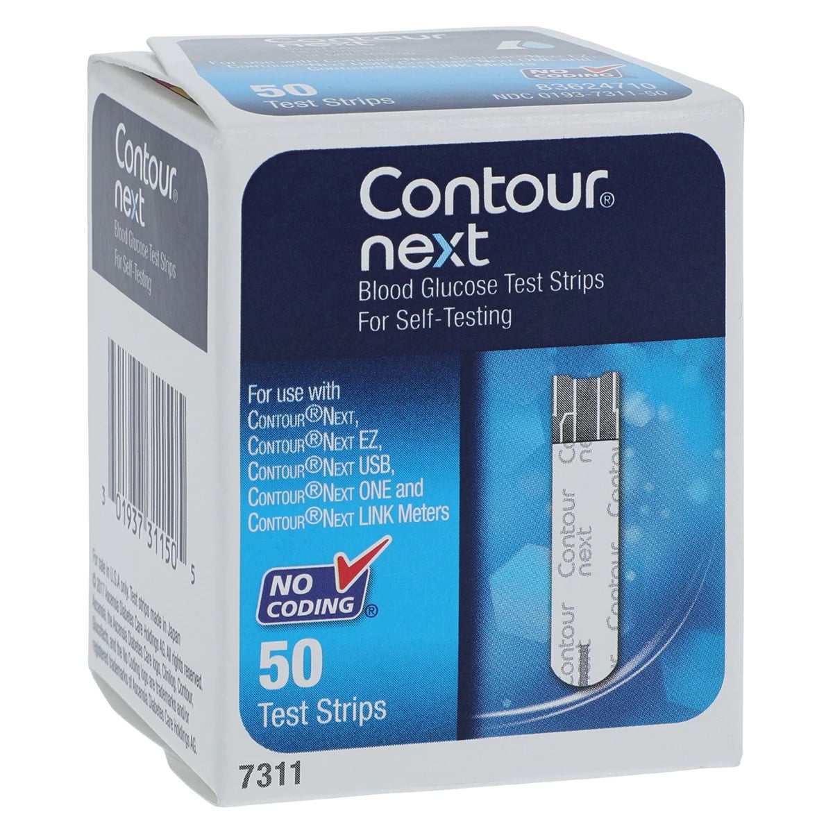 Contour Next Blood Glucose Test Strips, CLIA Waived, 50/Box