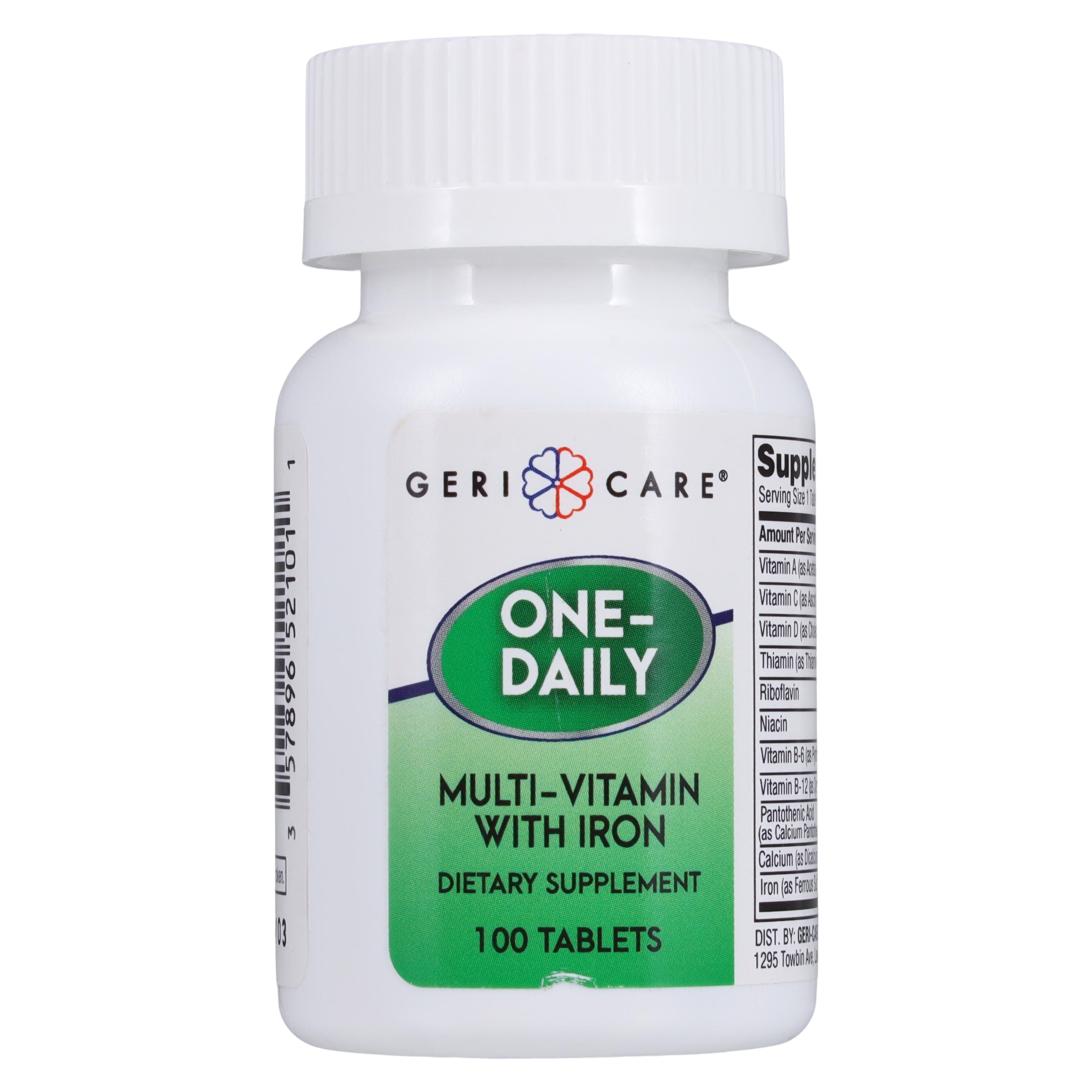 Geri-Care Daily Multi Vitamin with Iron Tablets, 100/Bottle