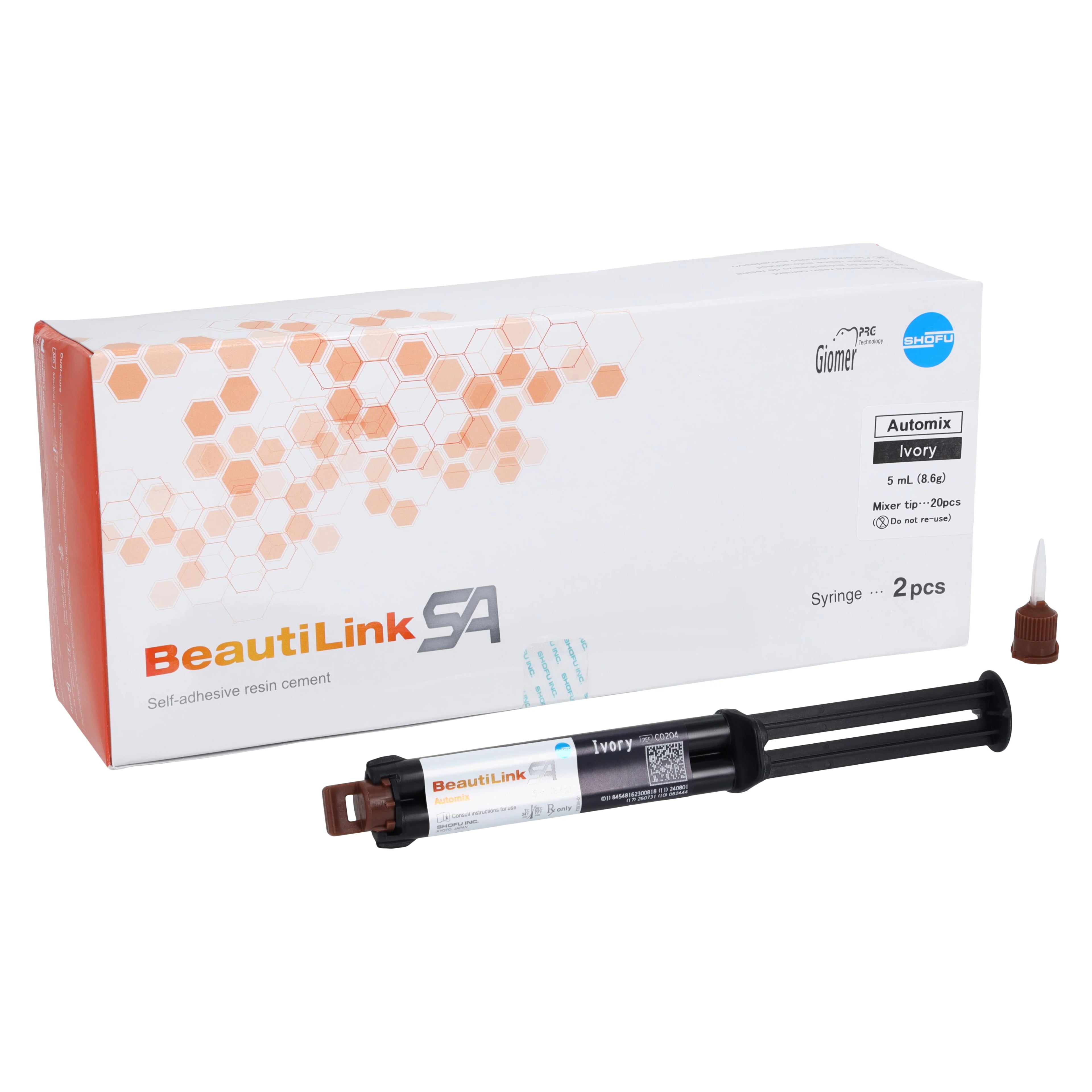 BeautiLink SA Auto-Mixing Syringe, Ivory, 5mL (8.6g), 2/Pkg, C0213