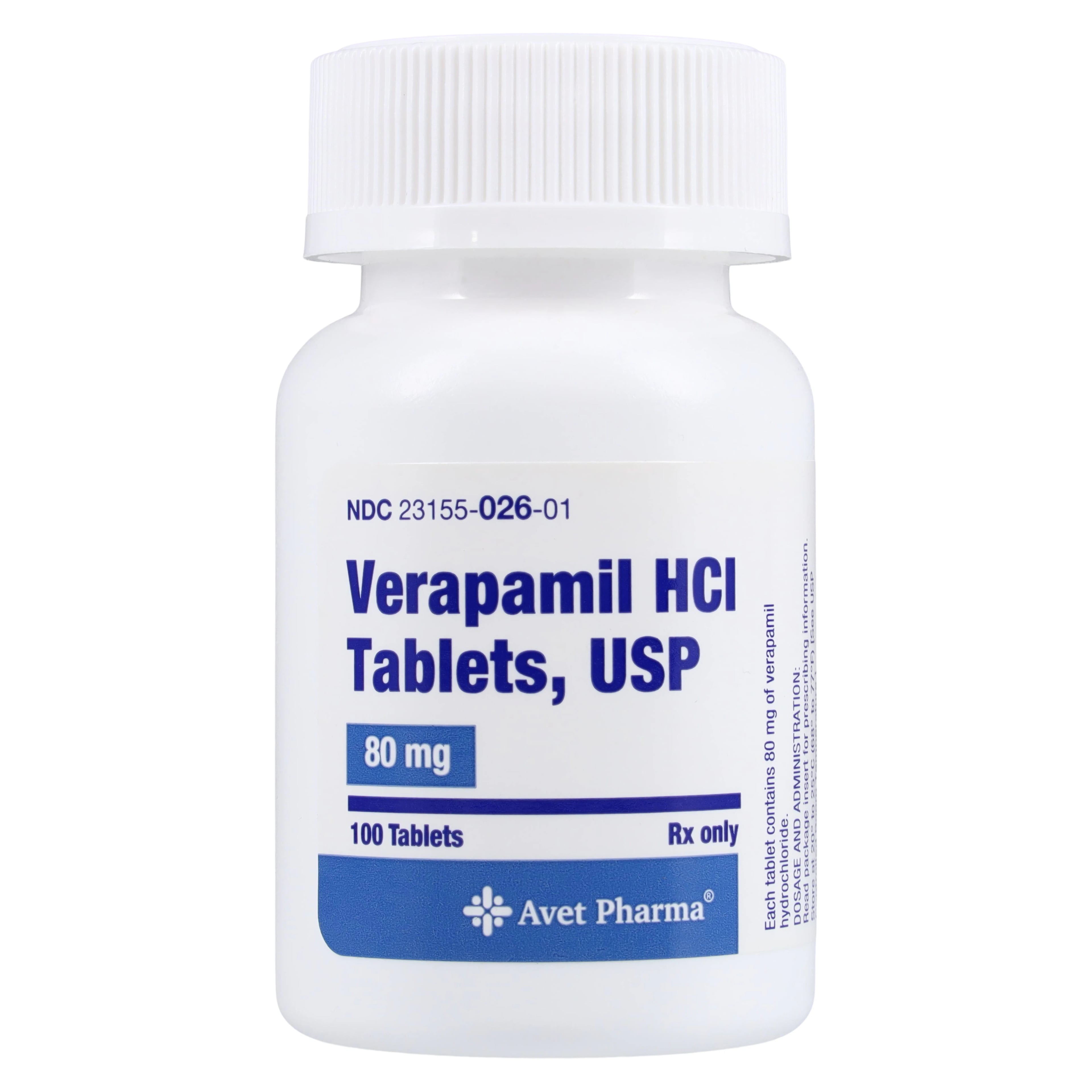 Verapamil HCl Tablets, 80mg, 100/Bottle, Heritage Pharmaceuticals
