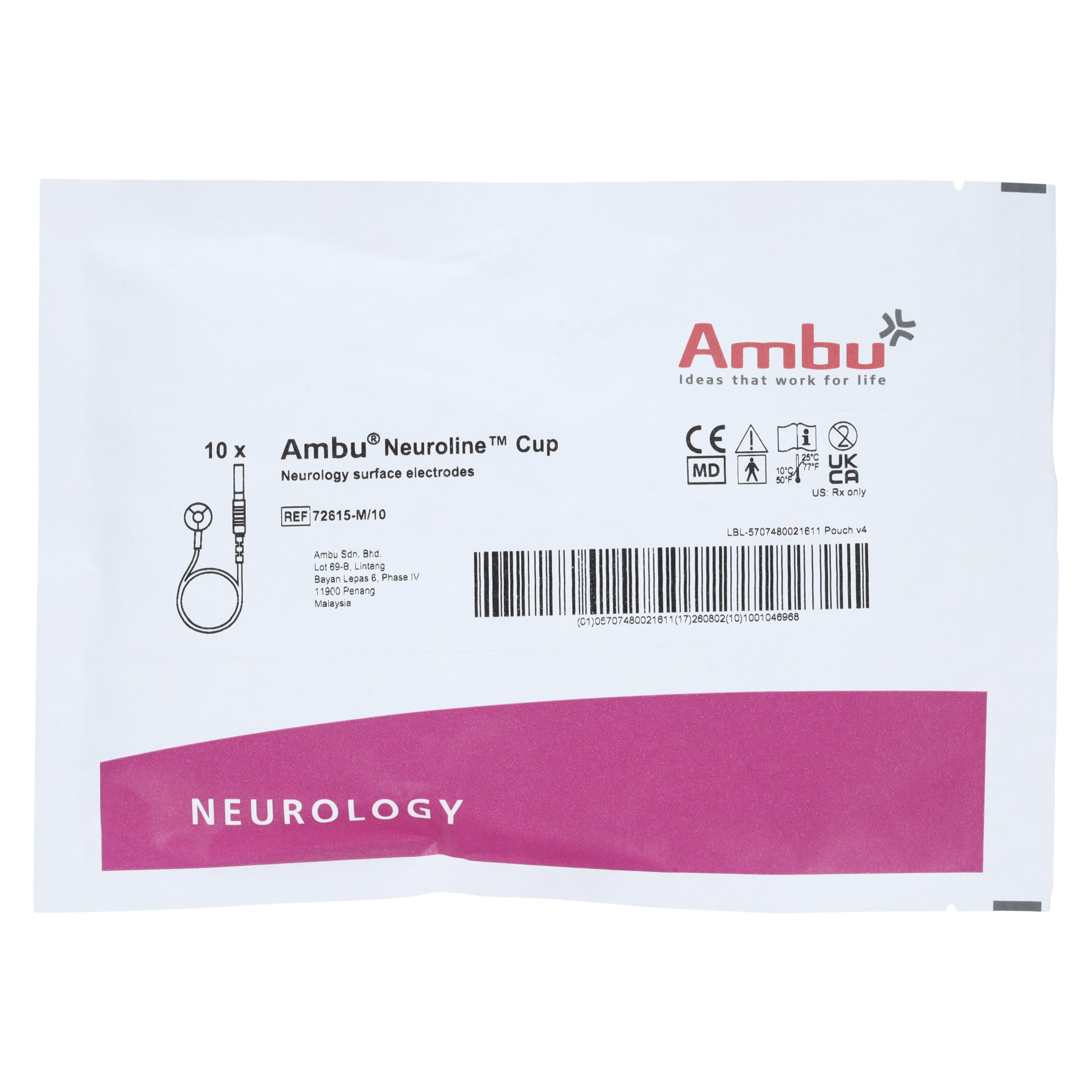 Ambu Neuroline Cup EEG Electrode, 10/Package