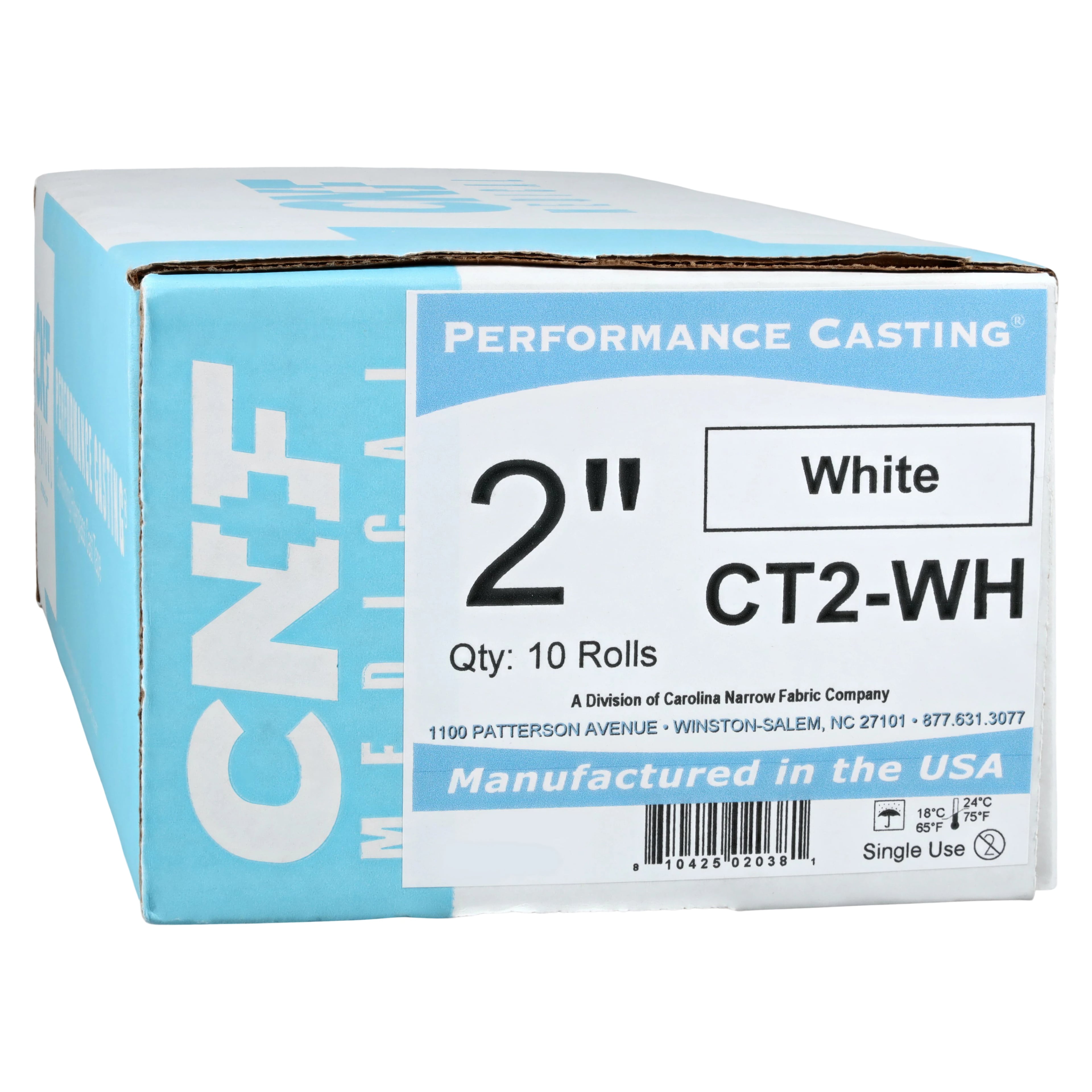 Carolina Narrow Fabric Performance Casting Fiberglass Cast Tape, White, 2" x 4 yd