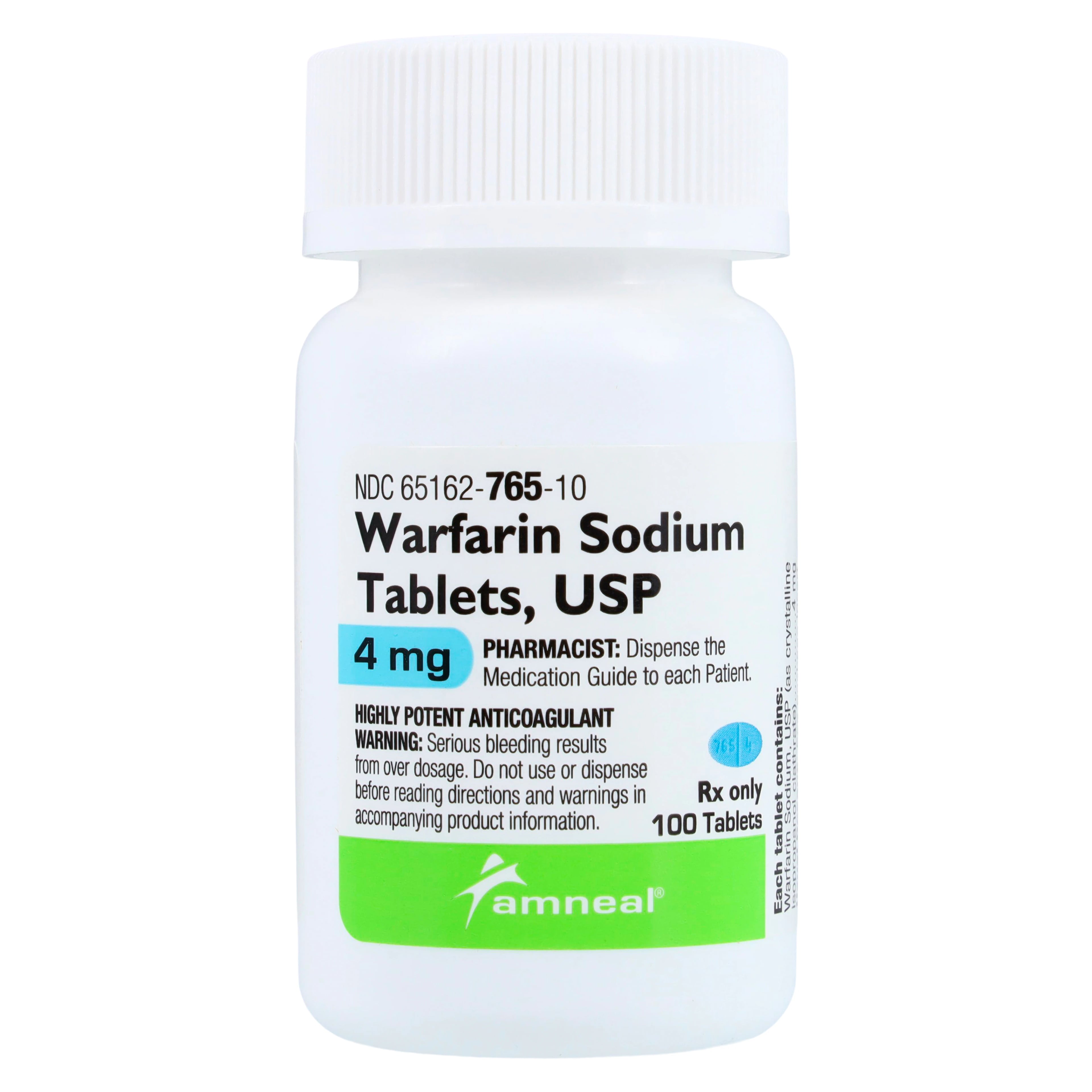 Warfarin Sodium Tablets, 4 mg, 100 Tablets per Bottle