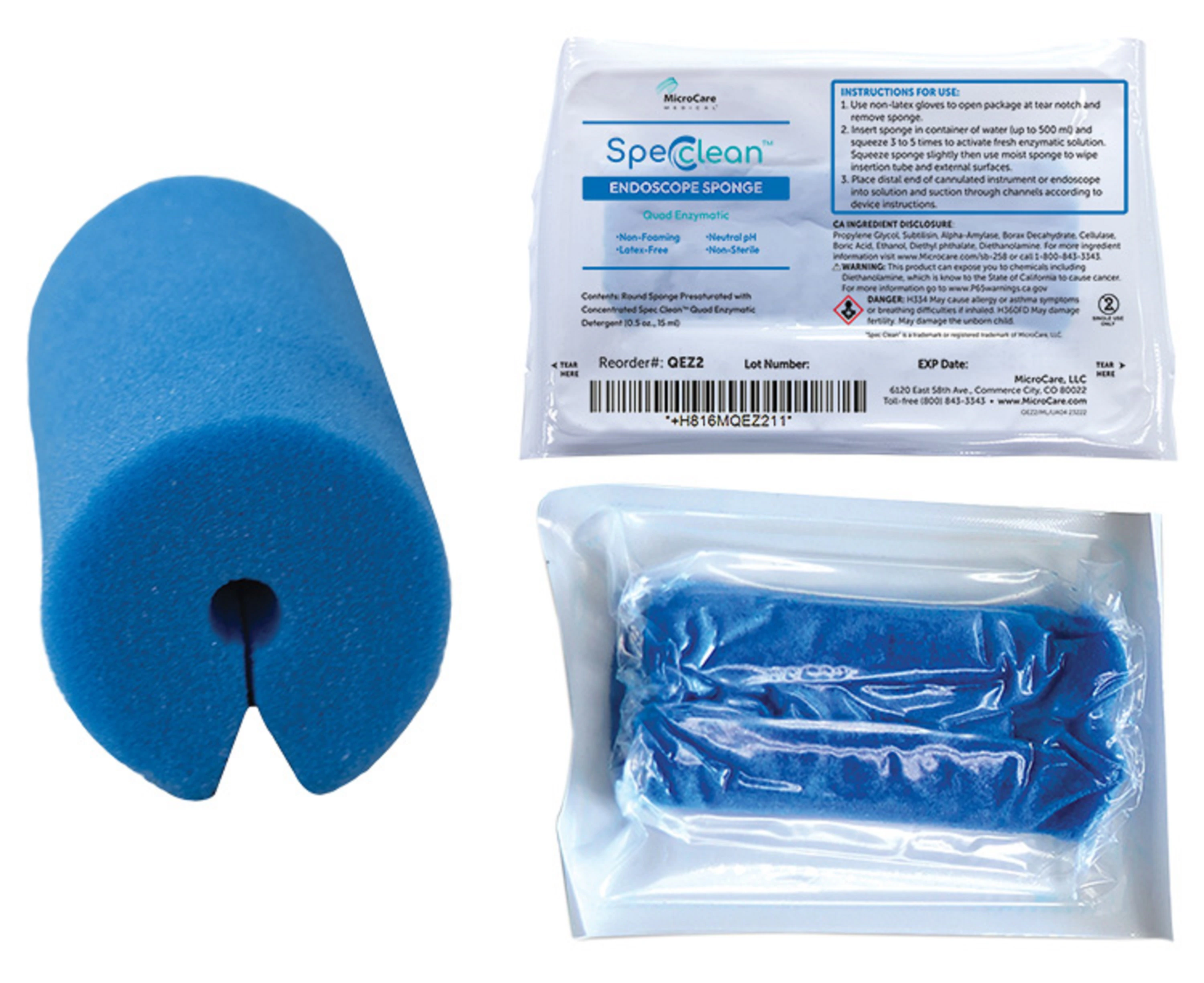 Microcare Spec Clean Endoscope Enzymatic Sponge, 100/Box