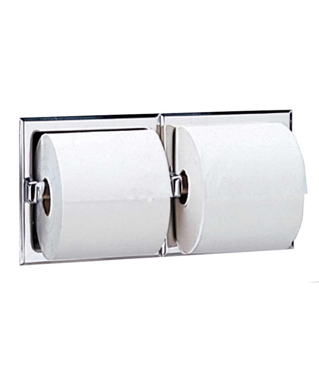 Bobrick RCSSD Dual-Roll Toilet Tissue Dispenser, Bright Polished Stainless Steel, Recessed, 12.3125 in x 6.125 in