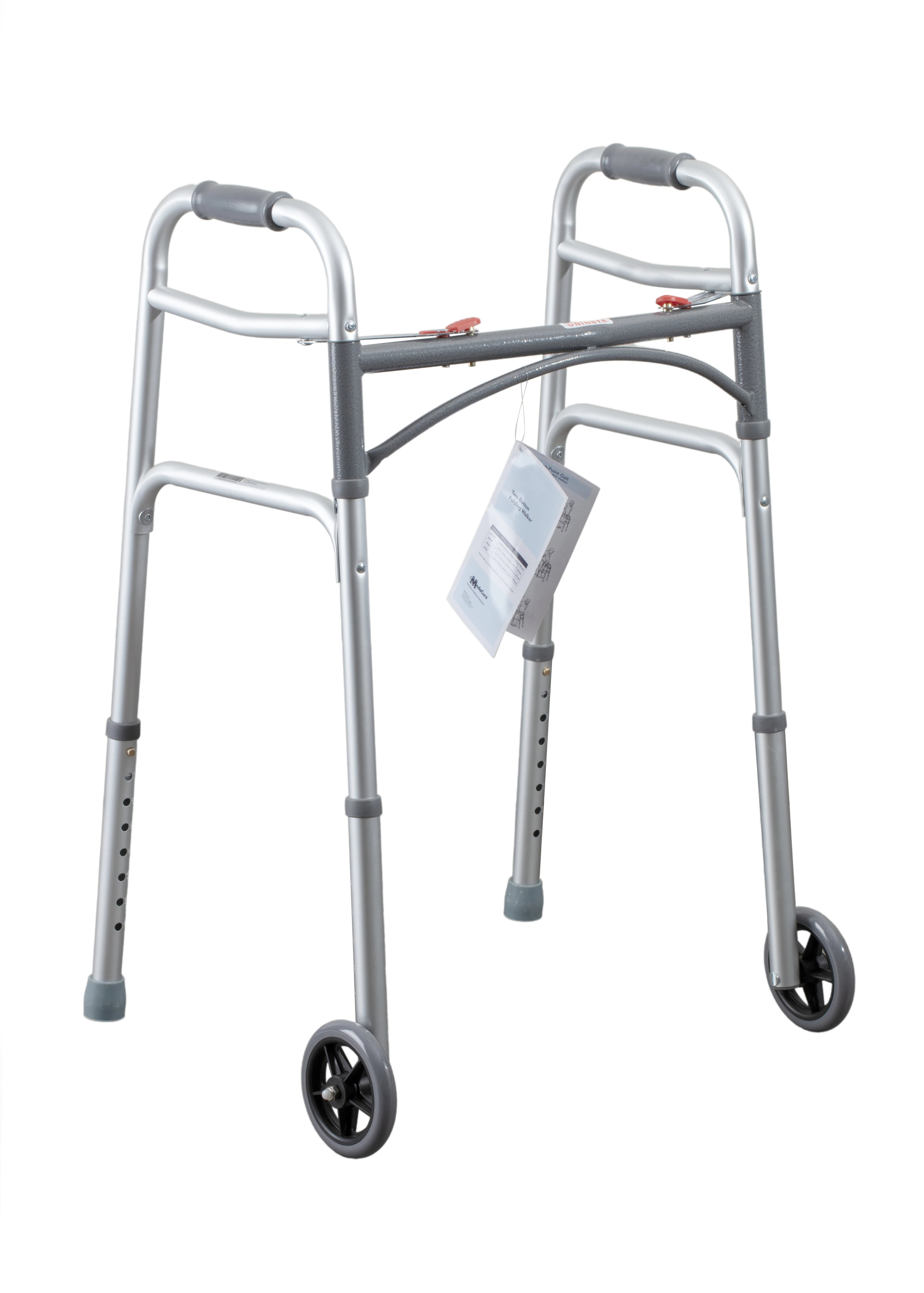 Medacure Junior 2-Button Folding Walker, 350 lb Capacity