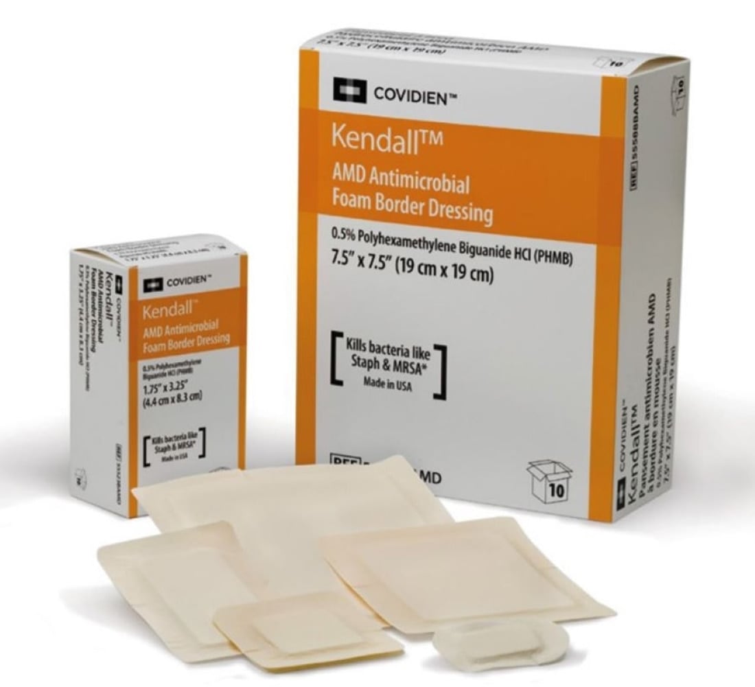 Kendall Hydrophilic Foam AMD Dressing, 2x2", Sterile, Non-Adhesive, Super Absorbent, Latex-Free