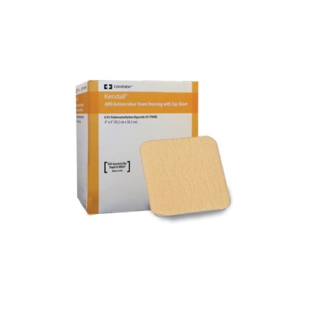 Kendall Foam AMD Antimicrobial Foam Dressing, 4x4 inch, Sterile, Absorbent, Latex-Free