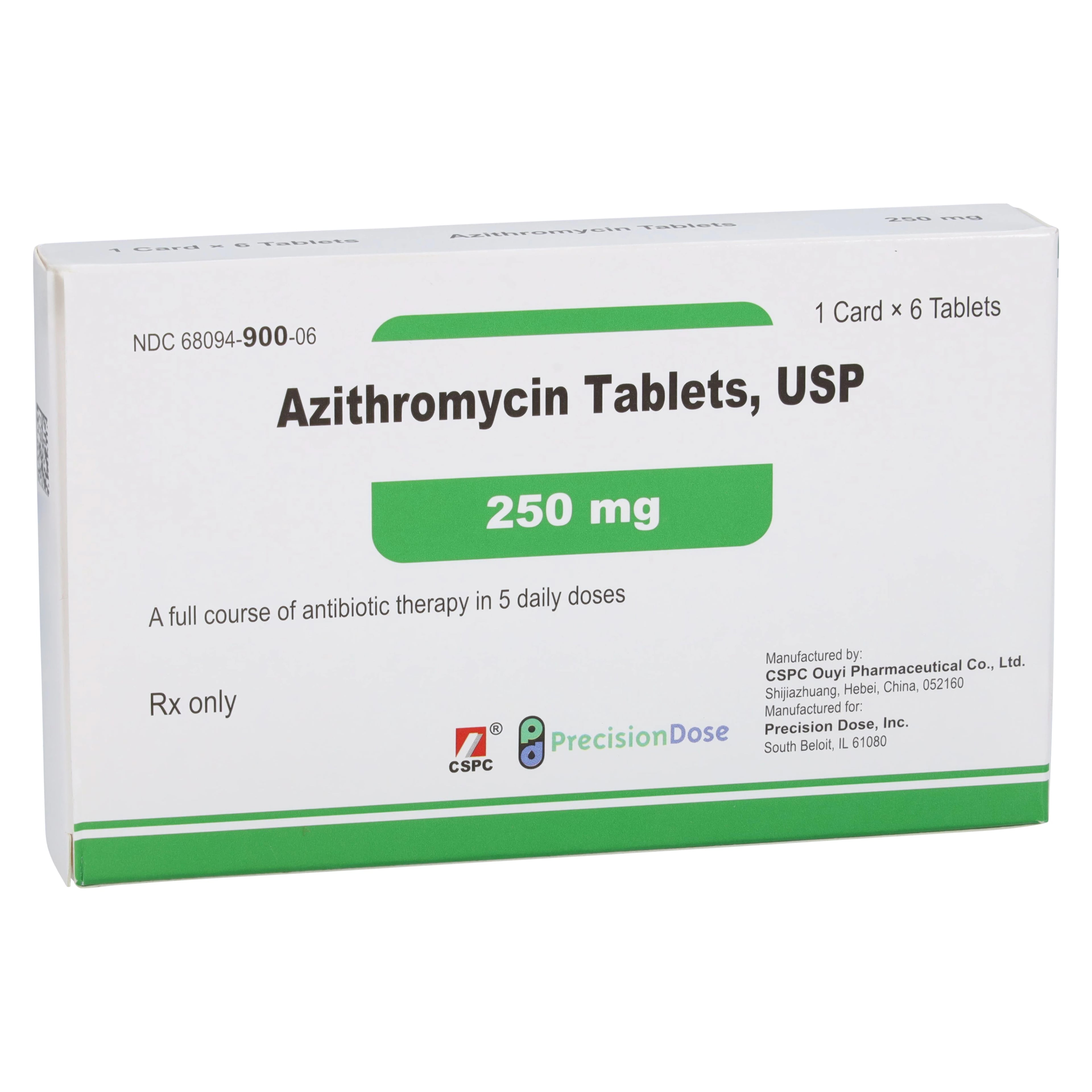 Azithromycin Tablets UD Pack, 250mg, 6/Package