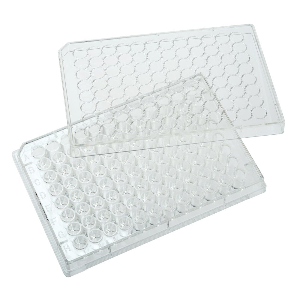 Celltreat 96-Well Tissue Culture Plate with Lid, Flat Bottom, Individually Wrapped, Sterile, Clear, 100/Case