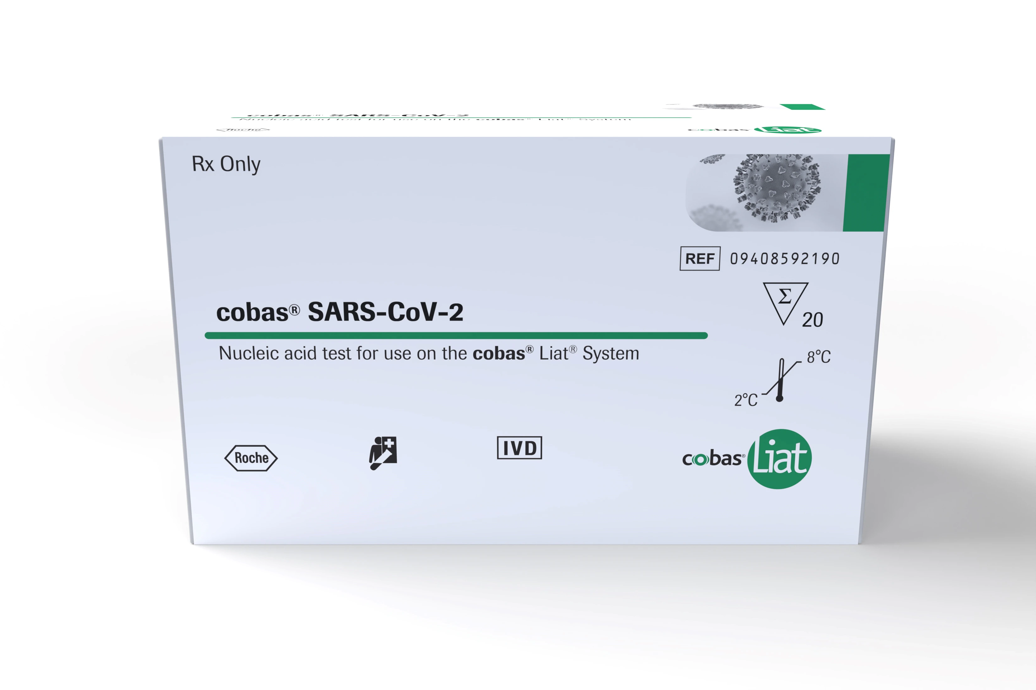 Cobas SARS-CoV-2 Assay Kit, CLIA Waived, for Cobas Liat Instrument, 20 Tests/Kit