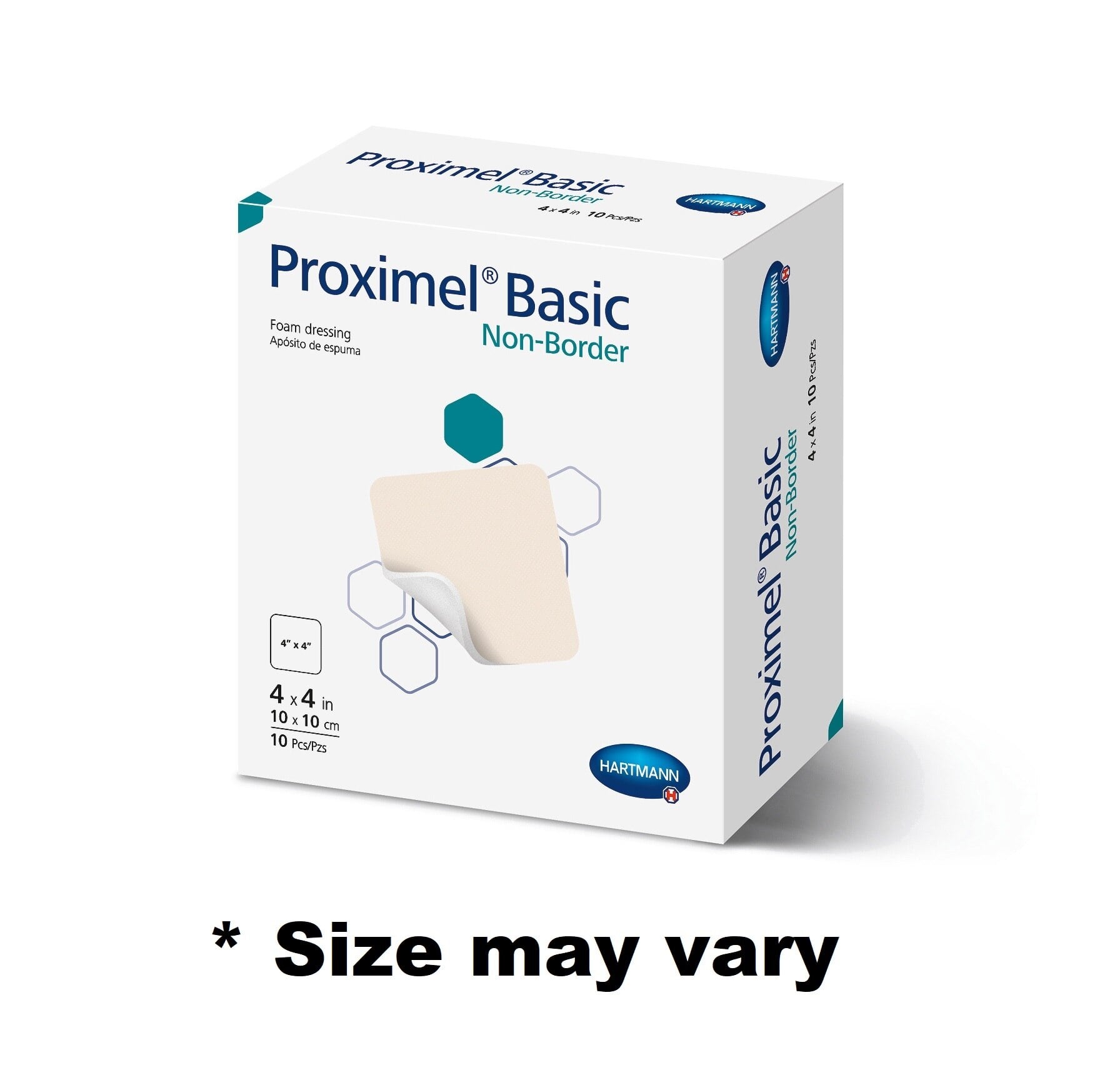 Proximel Basic Foam Non-Border Dressing, 2" x 2", Sterile, Non-Adhesive, White/Tan