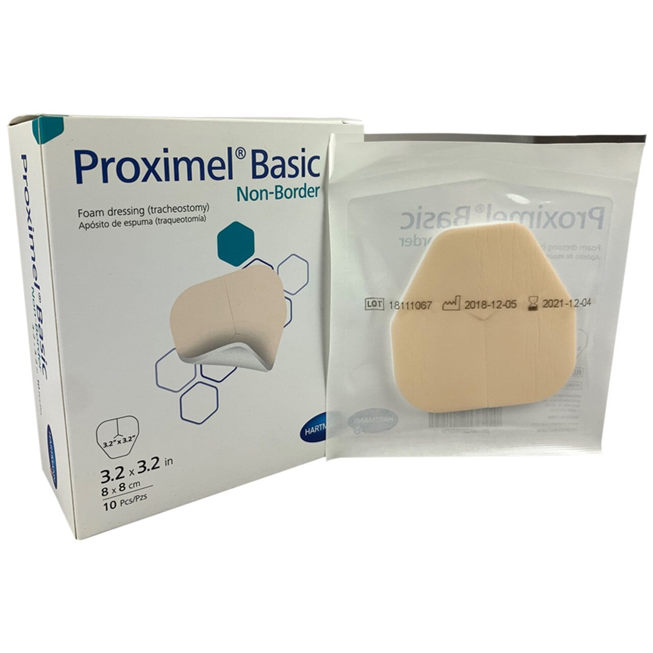 Hartmann Proximel Basic Foam Non-Border Dressing, 3.2 x 3.2 in, Sterile, Non-Adhesive, White/Tan