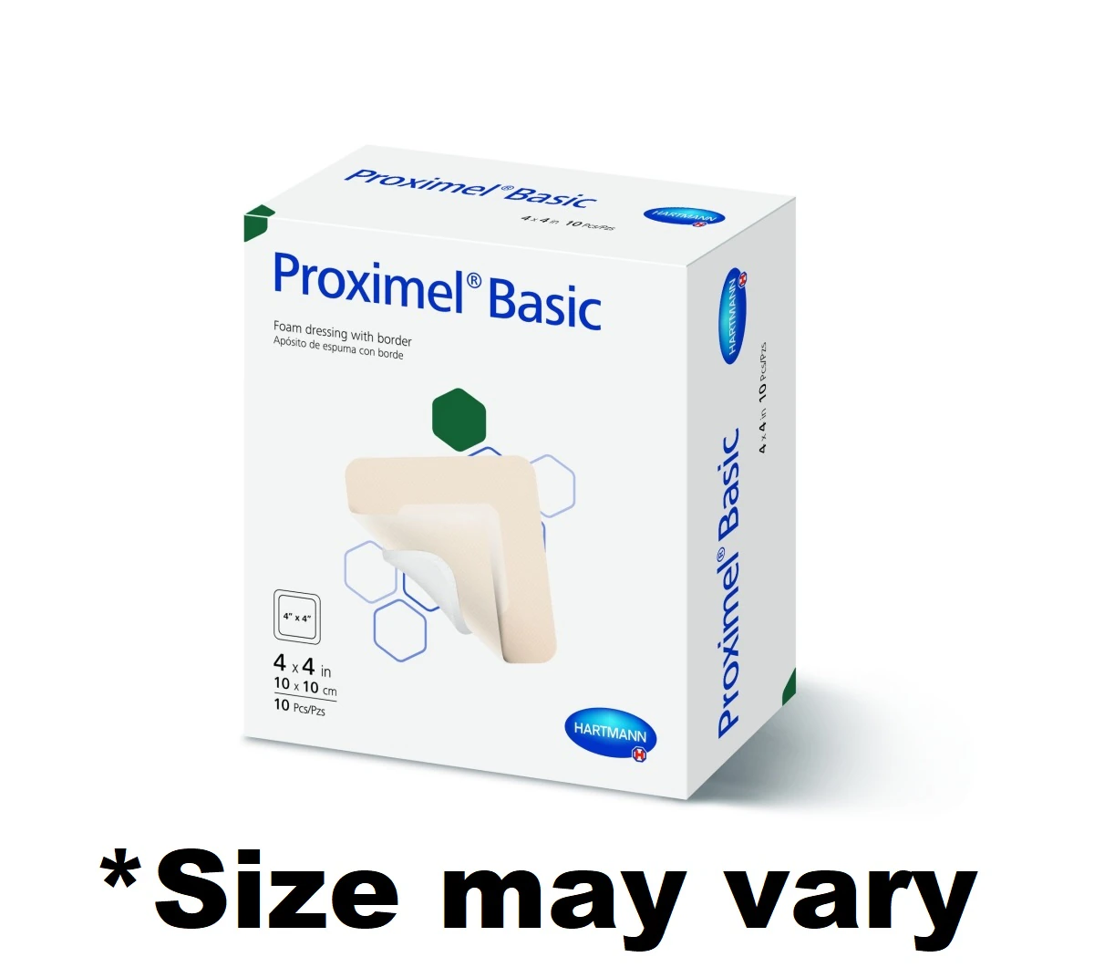 Hartmann Proximel Basic Foam Border Dressing, 5" x 5", Sterile, Adhesive, White/Tan