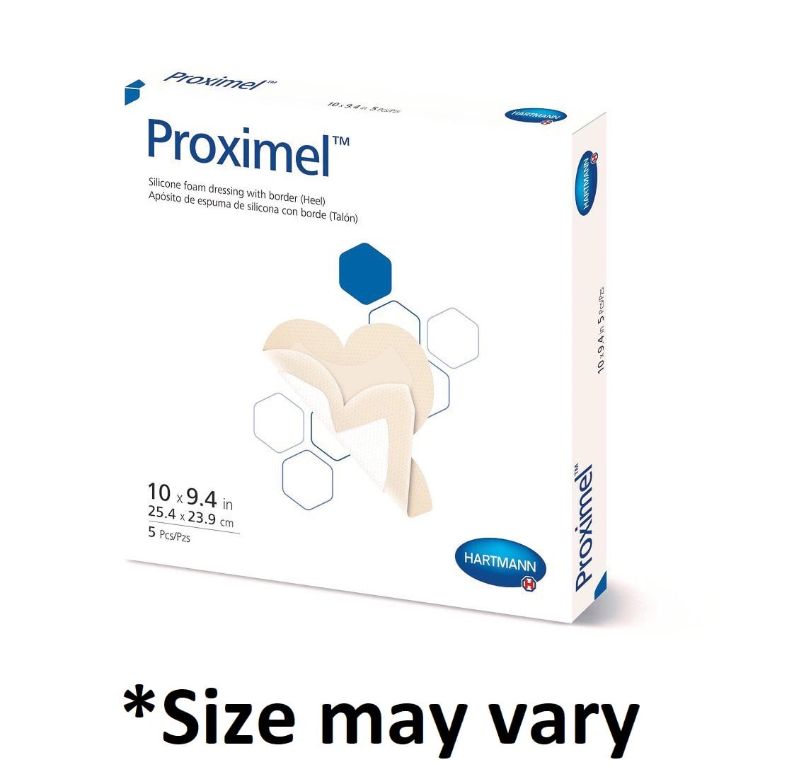 Proximel Silicone Foam Border Dressing, 5.5" x 5", Sterile, Heel, Adhesive, White/Tan