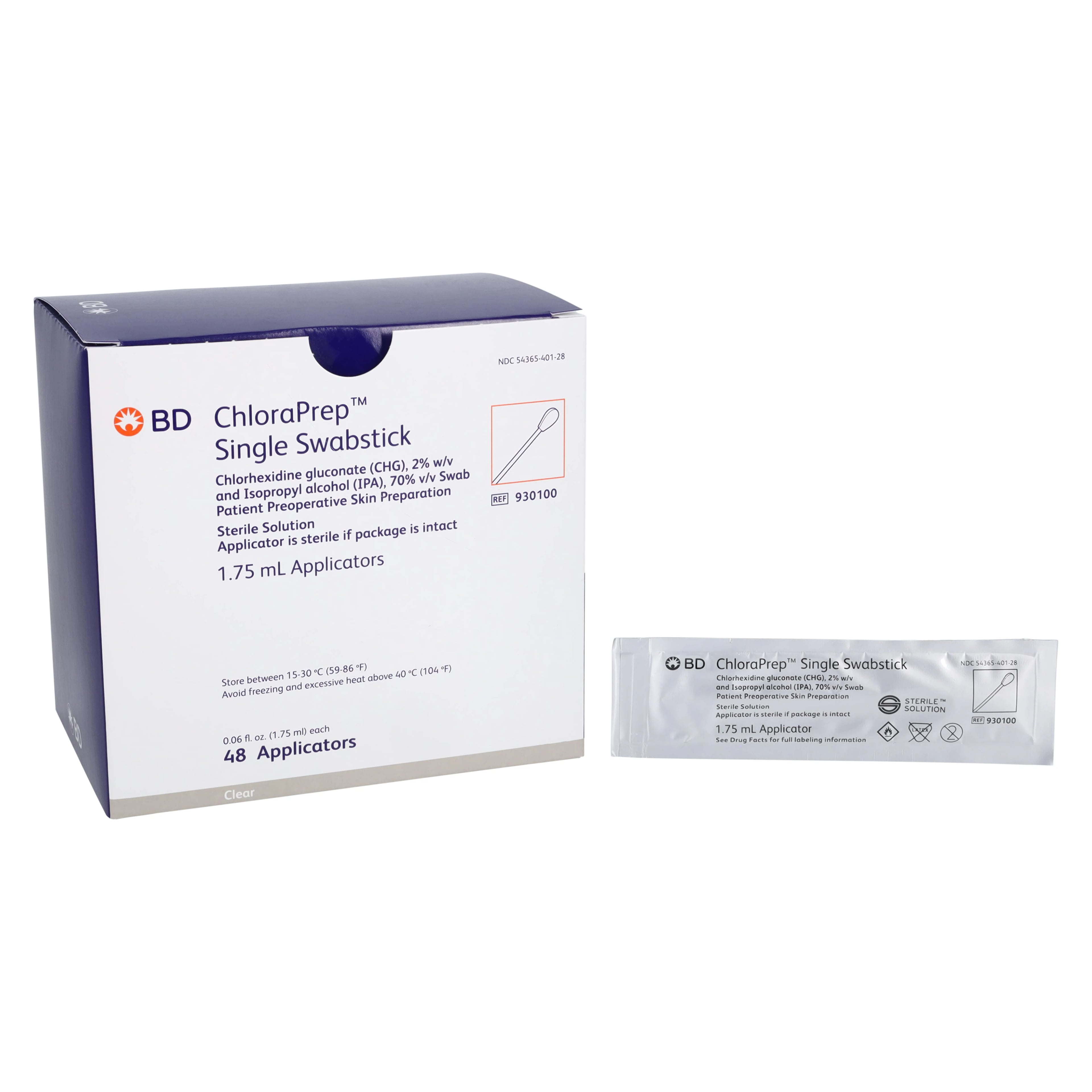 ChloraPrep Surgical Prep Swabstick, Chlorhexidine Gluconate 2% / Isopropyl Alcohol 70%, 1.75 mL, Sterile, 3 per Pack