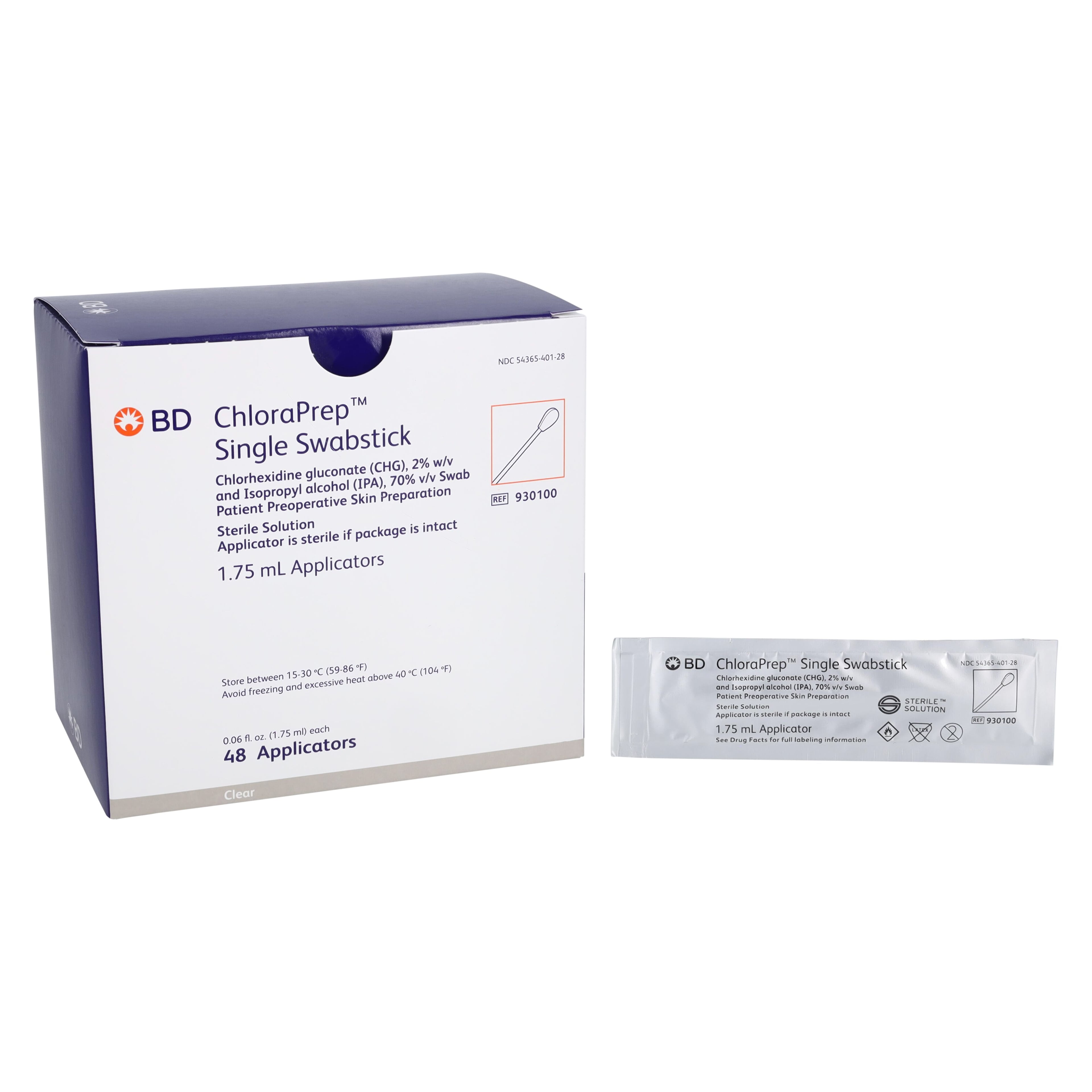 ChloraPrep Surgical Prep Swabstick, 2% CHG, 70% Isopropyl Alcohol, Sterile, 1.75mL, 1's