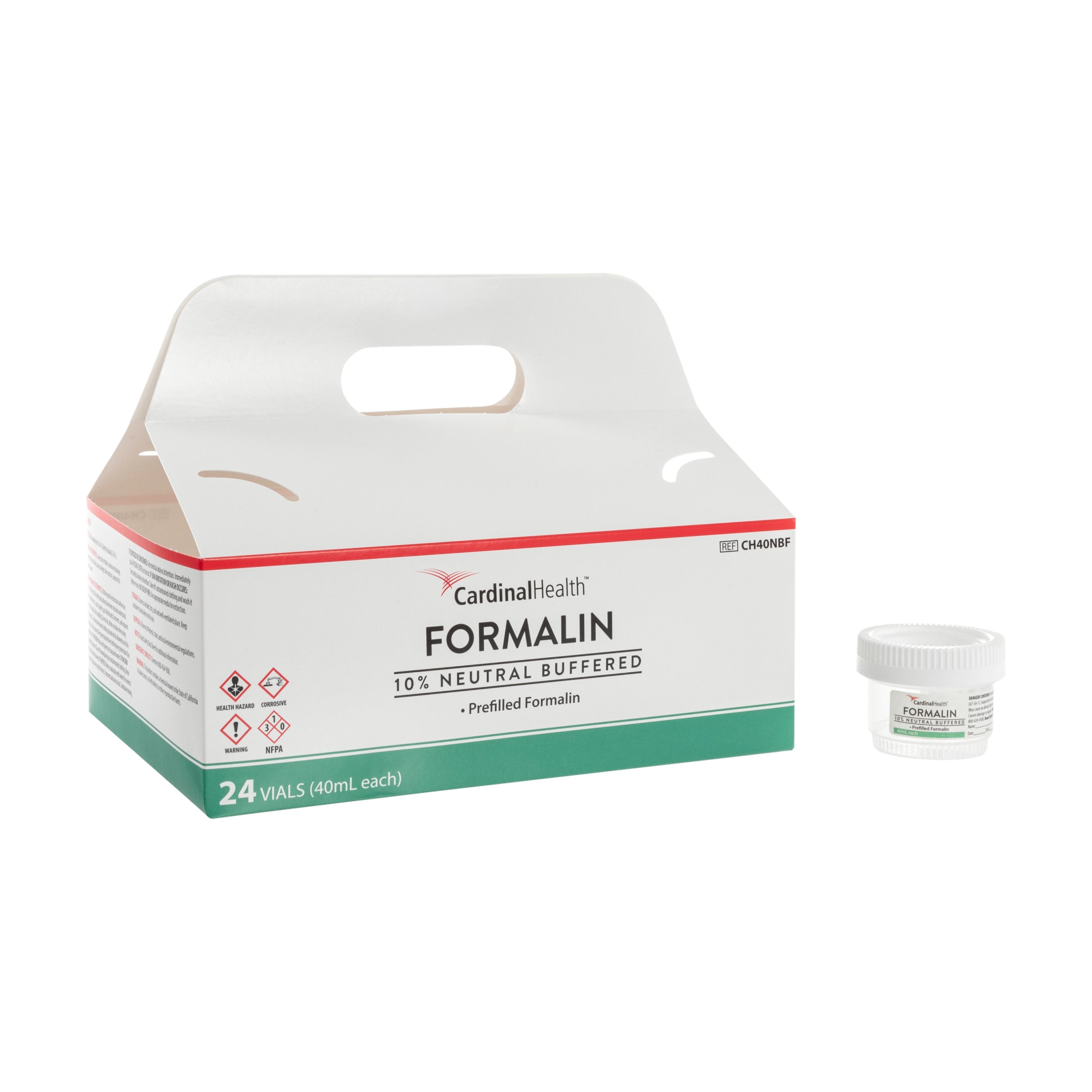 Cardinal Health Specimen Container, 10% Neutral Buffered Formalin, Prefilled, 40 mL, Click Top, 96/Case