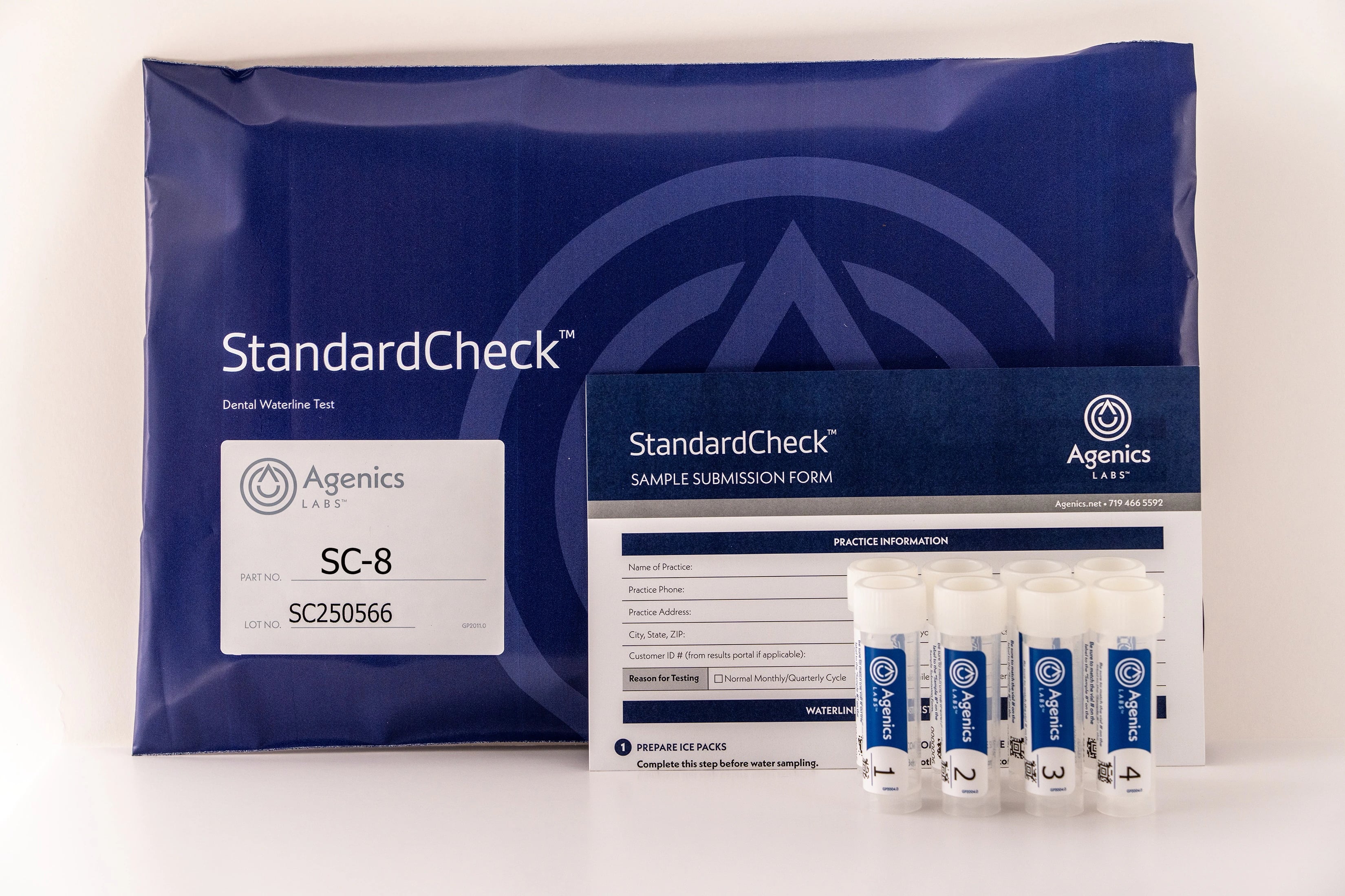 StandardCheck R2A Dental Unit Waterline Test Kit, 8 Vial Kit, SC-8