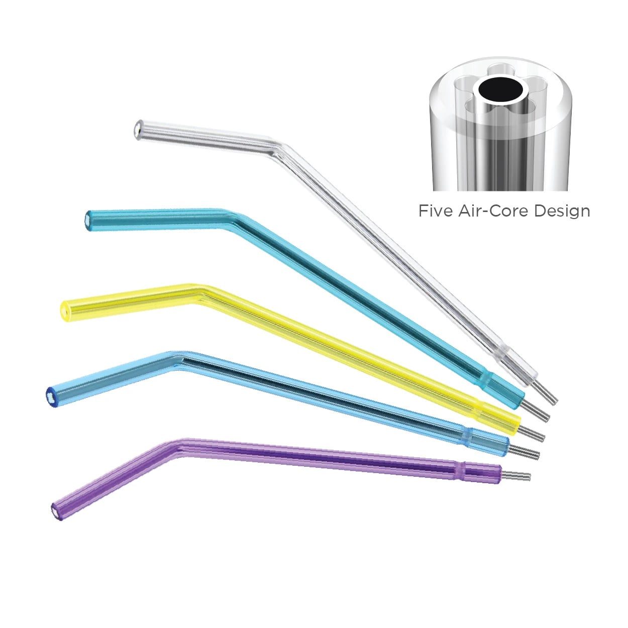 TruTip Plus Air/Water Syringe Tips, Assorted Colors, Metal Core, 150/Pack, 108-150AST