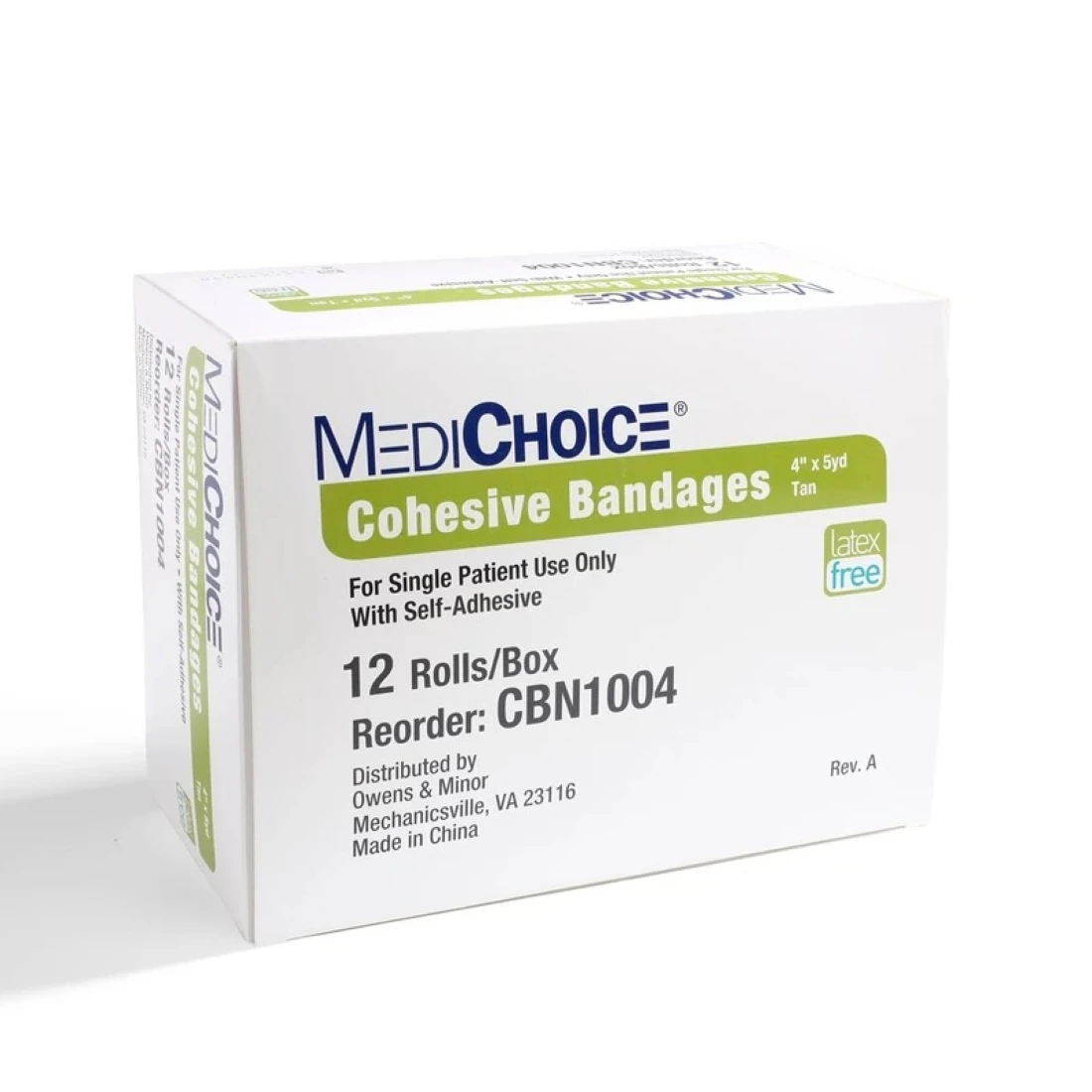 Owens & Minor Cohesive Bandage, Latex-Free, Non-Sterile, Tan, 4" x 5 yd, 72/Case