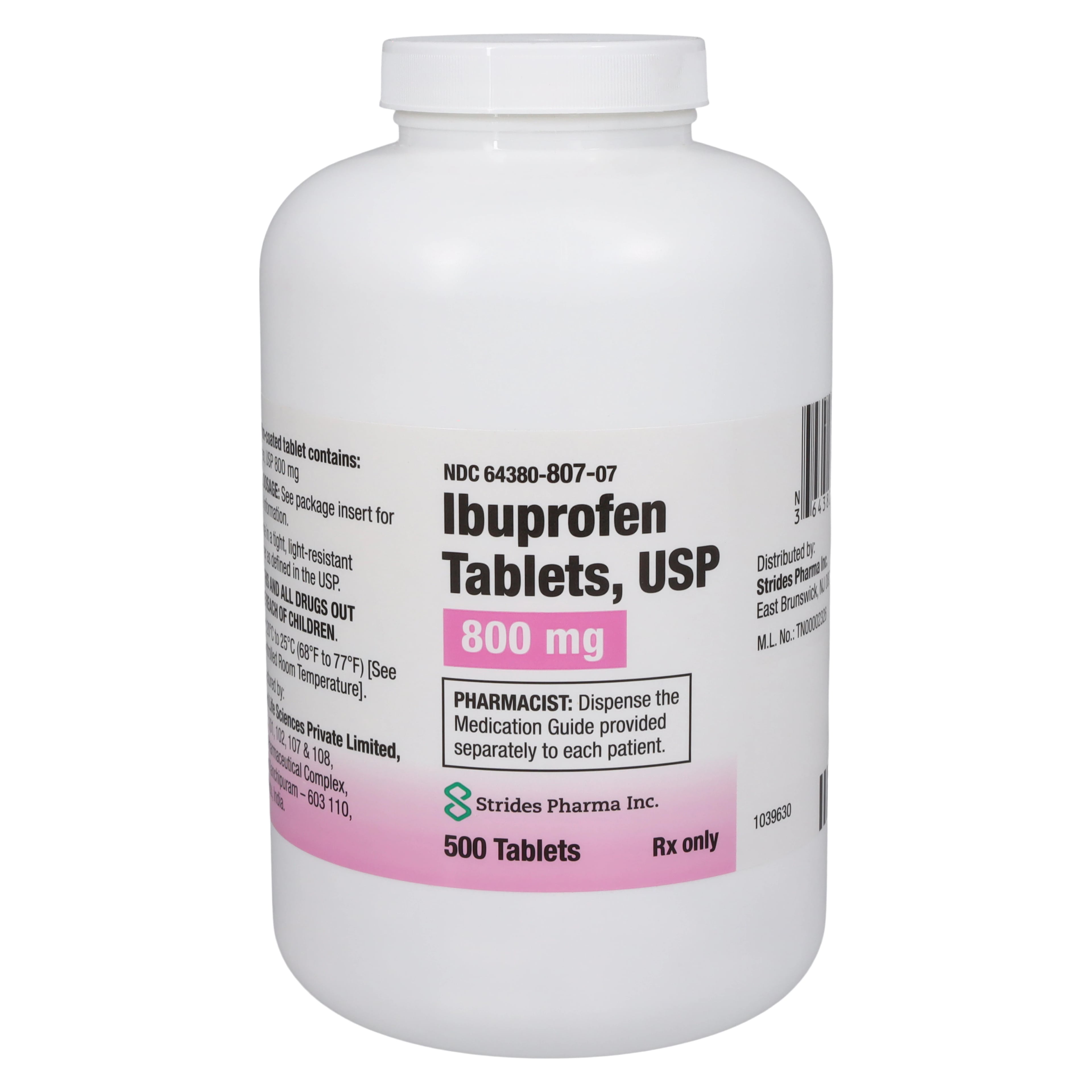 Strides Pharma Ibuprofen Tablets, 800mg, Bottle