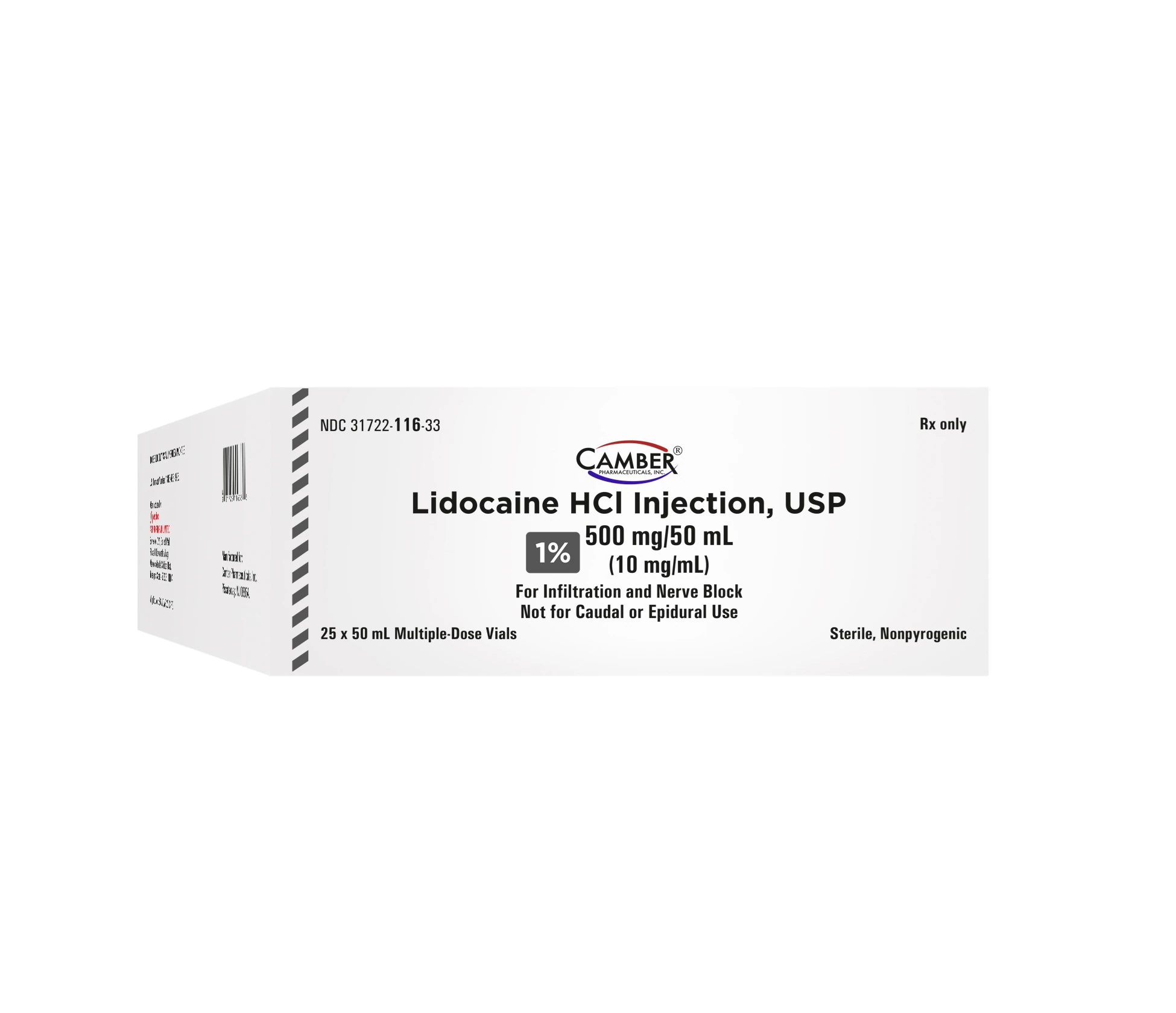 Lidocaine HCl Injection 1% MDV 50mL, 25/Package