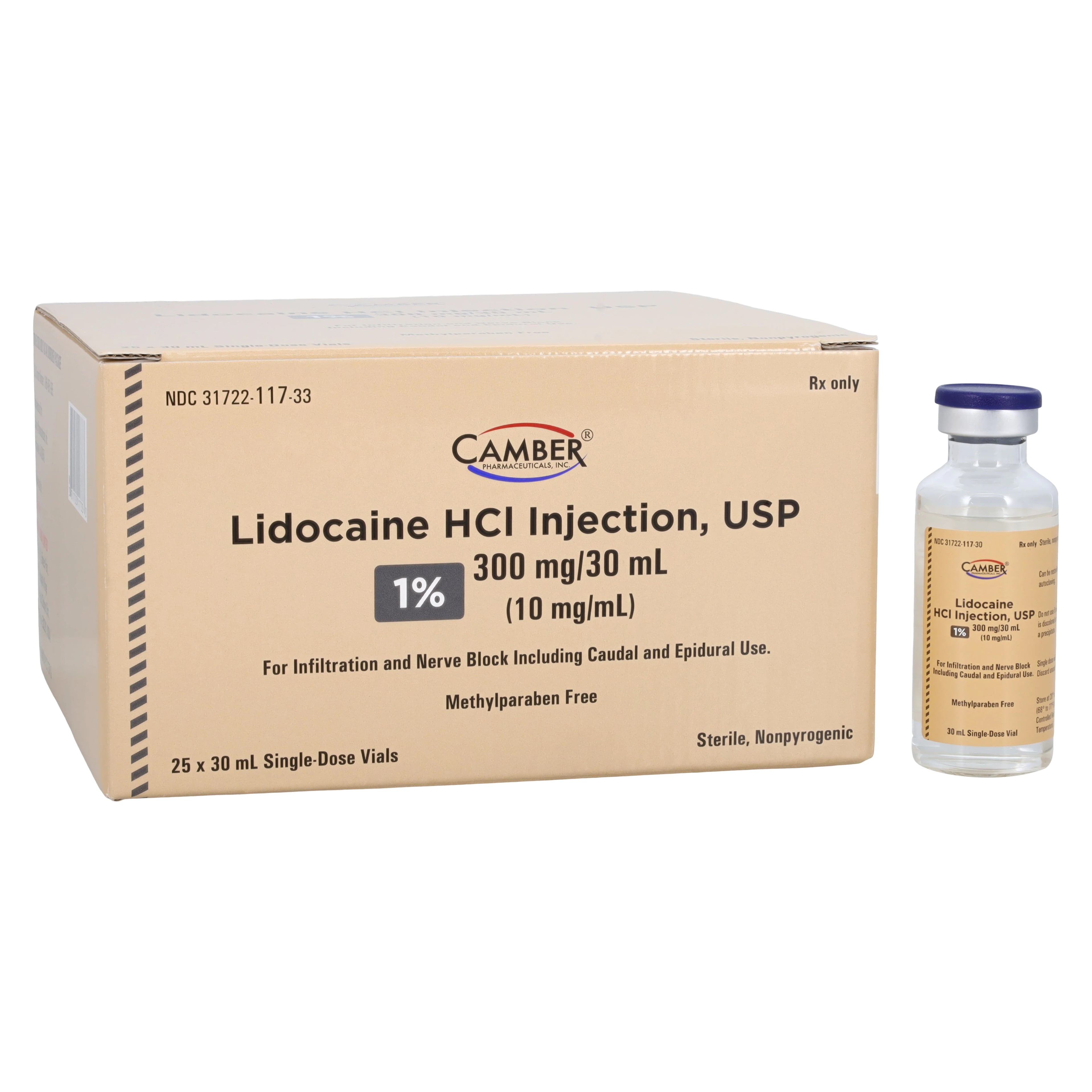 Lidocaine HCl Injection 1% PresFre SDV 30mL, 25/Package