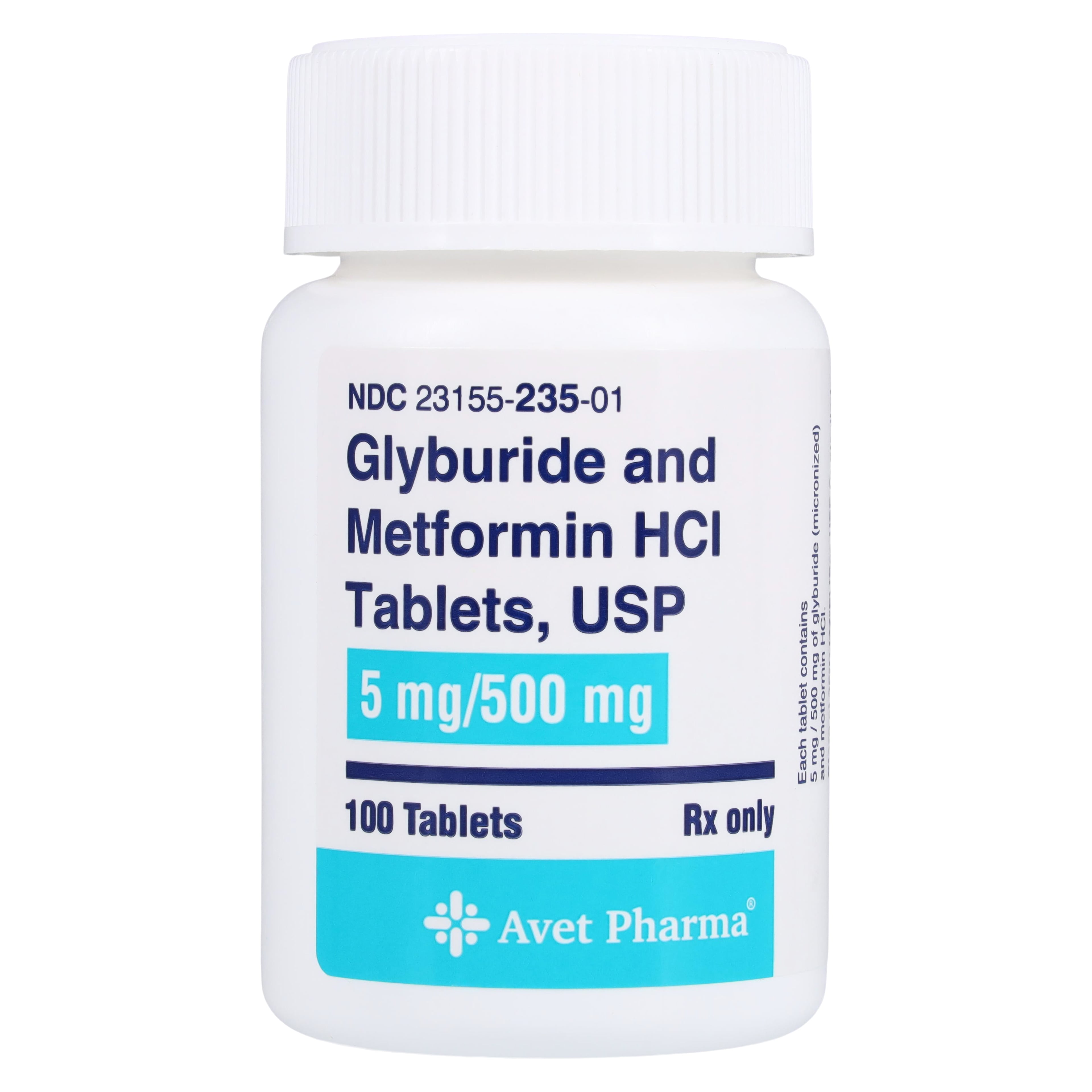 Glyburide/Metformin Tablets 5mg/500mg, 100 Count Bottle