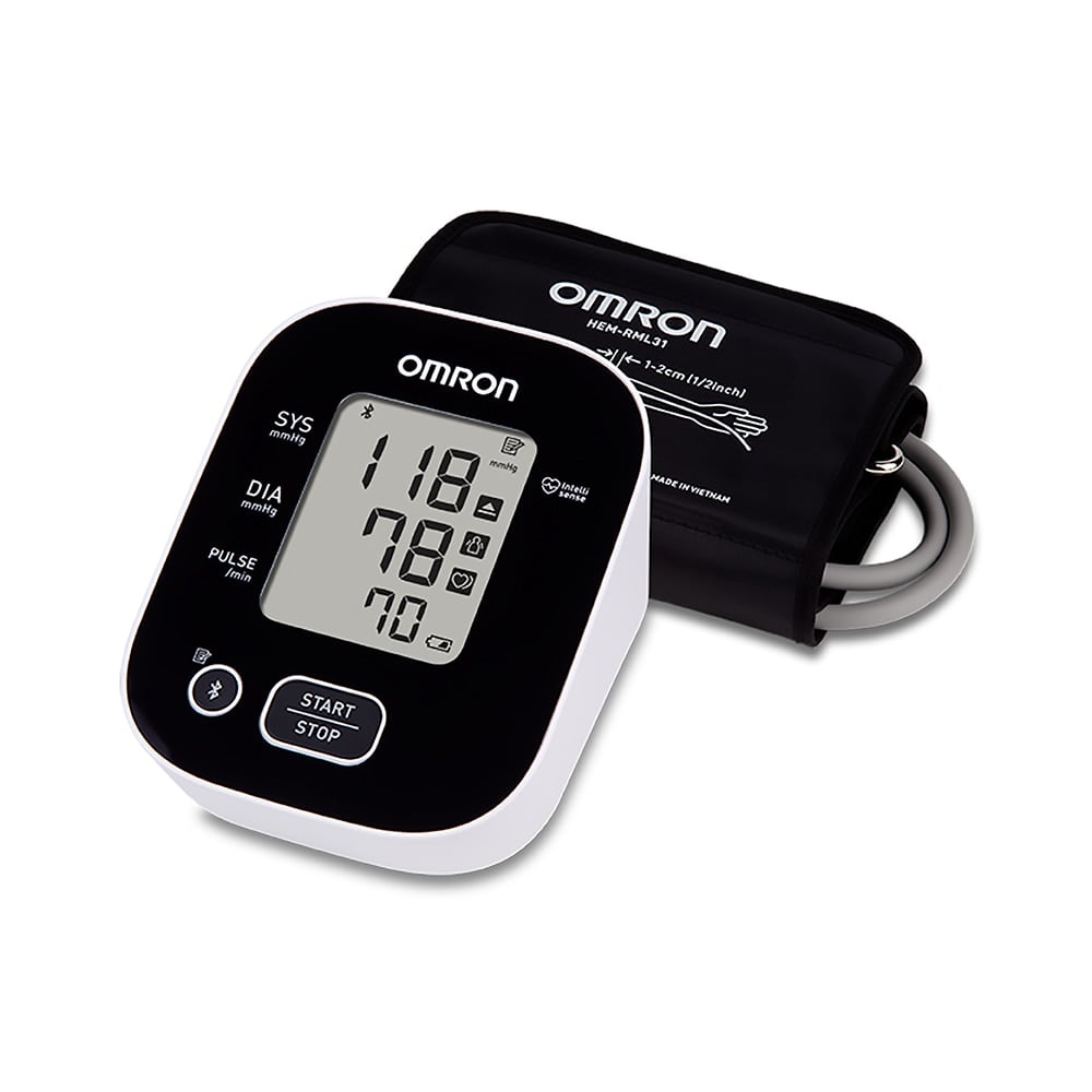 Omron 3 Series Upper Arm Blood Pressure Monitor, Digital Display, Bluetooth, Black/White, Latex Free, Each