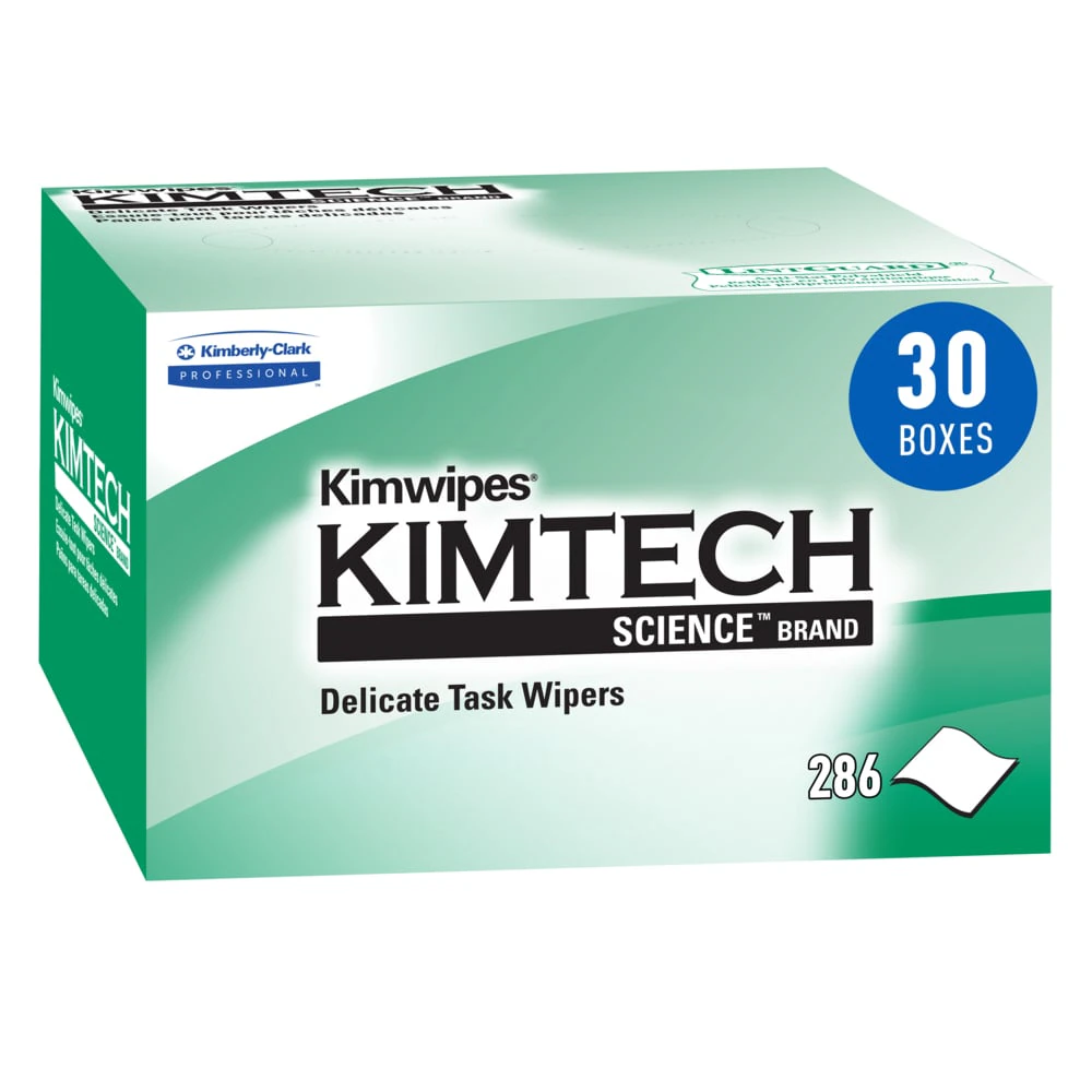 Kimtech Kimwipes Delicate Task Wipers, 1-Ply, 4.39" x 8.2", 30 Wipers/Box, 8580