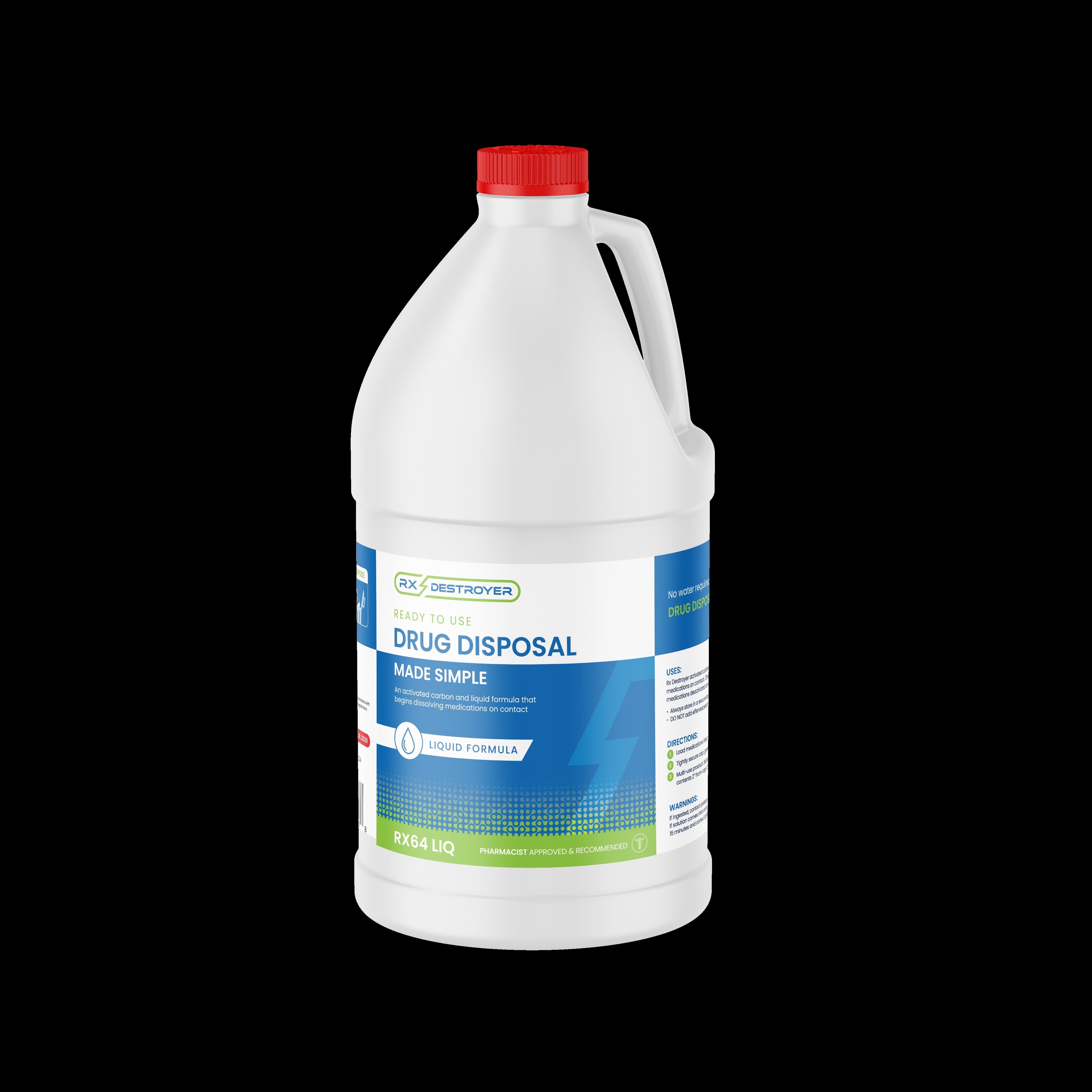Destroyer Rx Liquid Drug Disposal, 64 oz Bottle with Hardener Packets