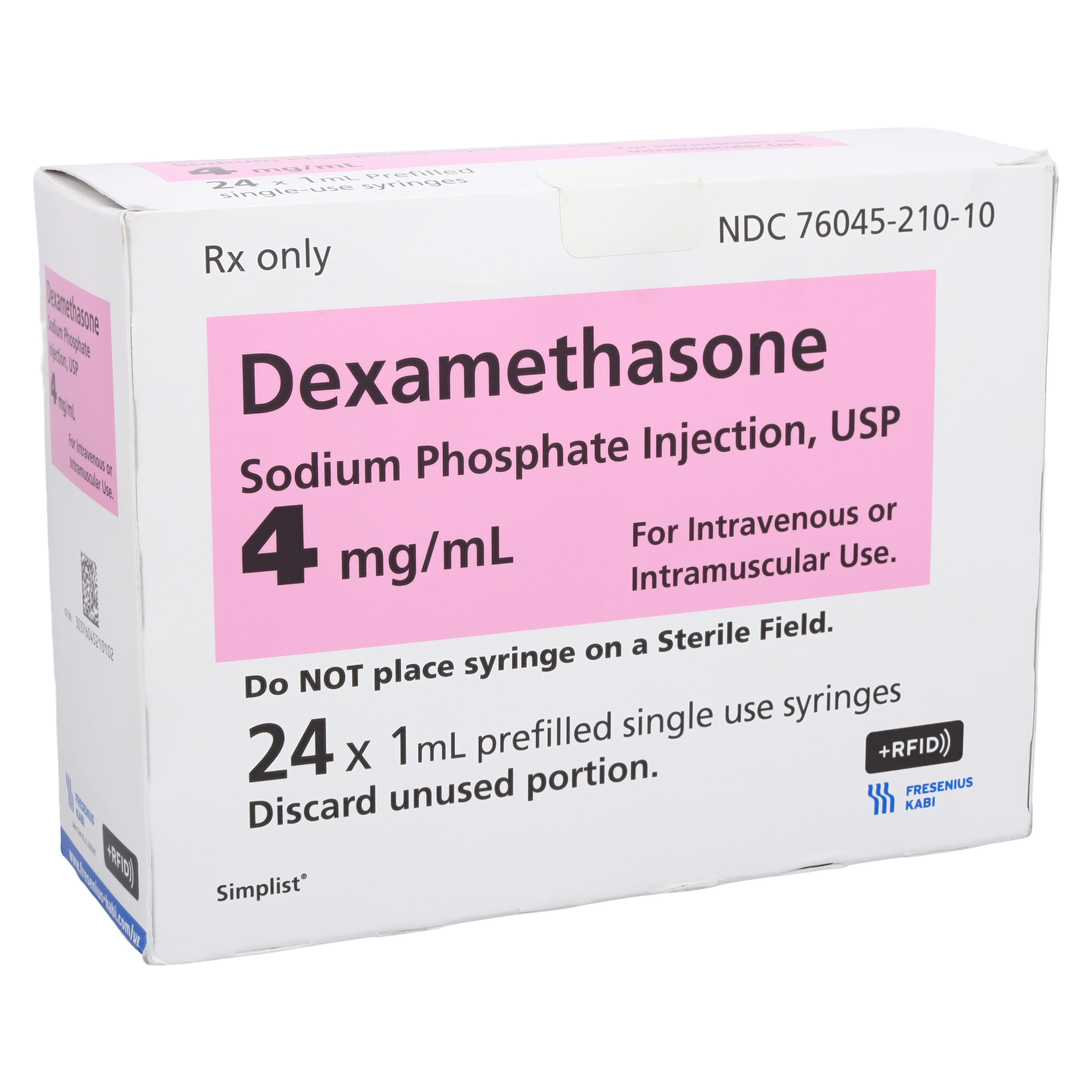 Dexamethasone Sodium Phosphate Injection 4mg/mL Prefilled Syringe, 24/Package, RFID