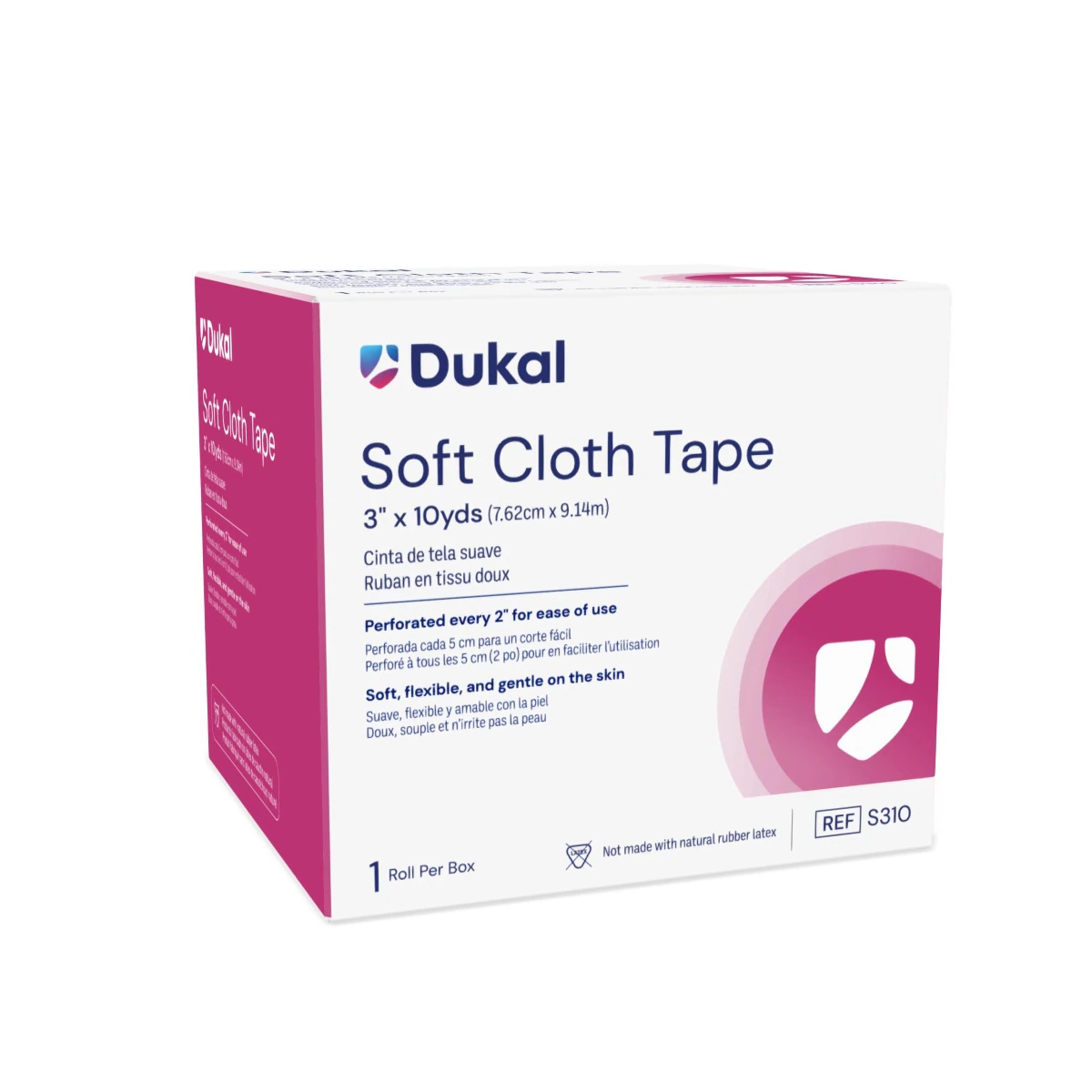 Dukal Premium Soft Cloth Surgical Tape, 3" x 10 yd, White, Non-Sterile, 1 Roll/Box