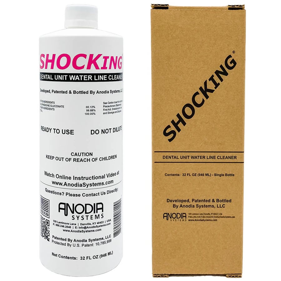 Shocking® Dental Unit Waterline Cleaner, 32 oz Bottle, Chlorhexidine Gluconate 0.12%, Ready-To-Use Liquid