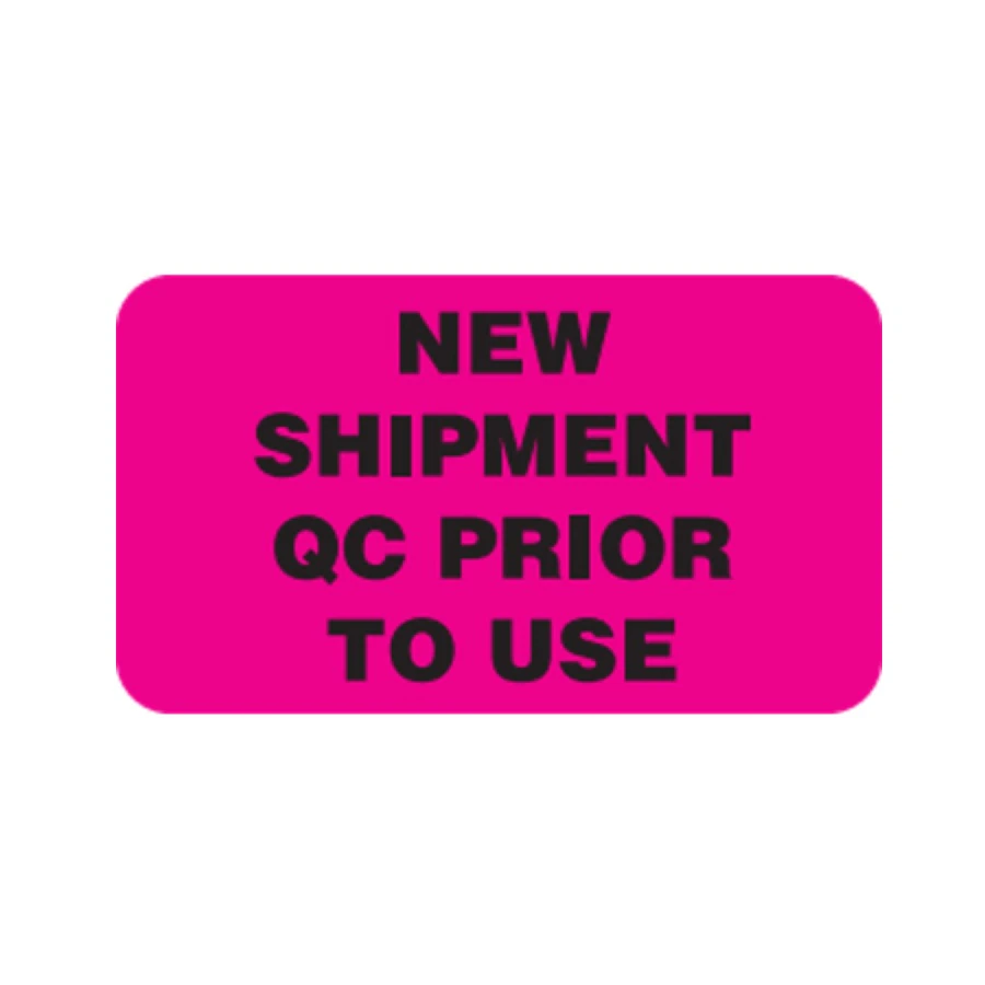 Marketlab Reagent New Shipment QC Label, Fluorescent Pink, 1.75" x 1", Roll