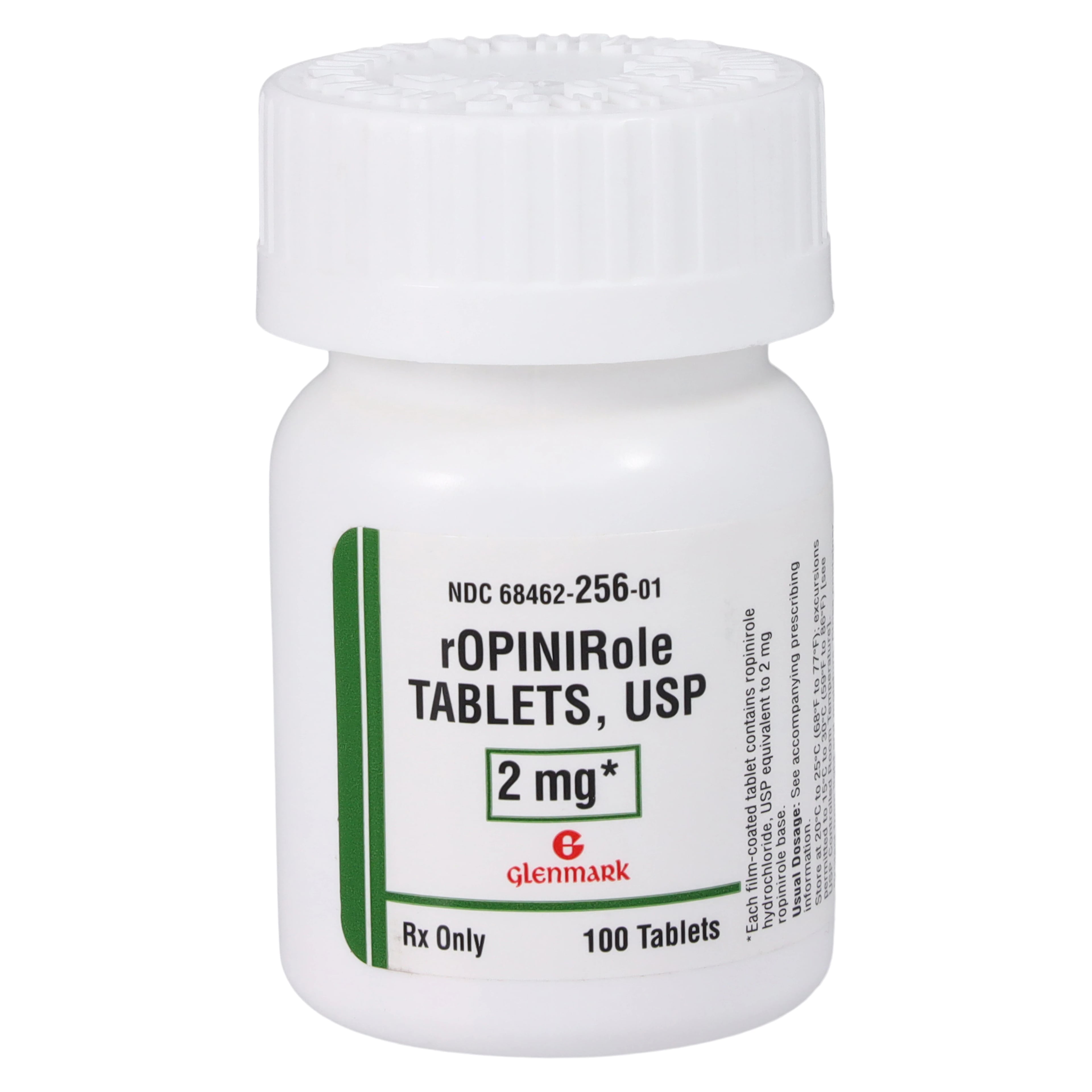 Ropinirole HCl Tablets 2mg, 100 Count Bottle (Glenmark Pharmaceuticals)